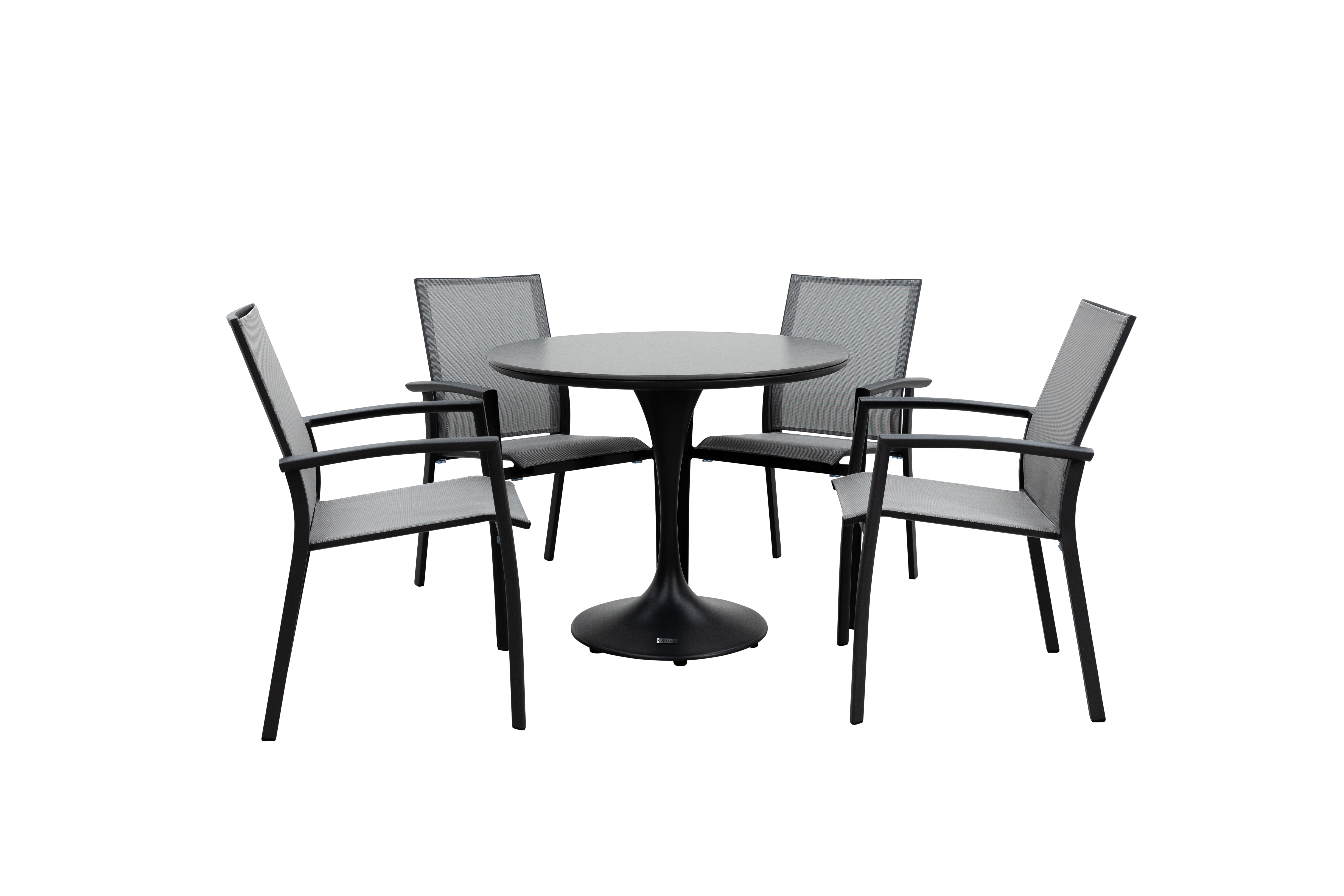 Qopps Gaona tuintafel met 4 Tampa stapelbare tuinstoelen