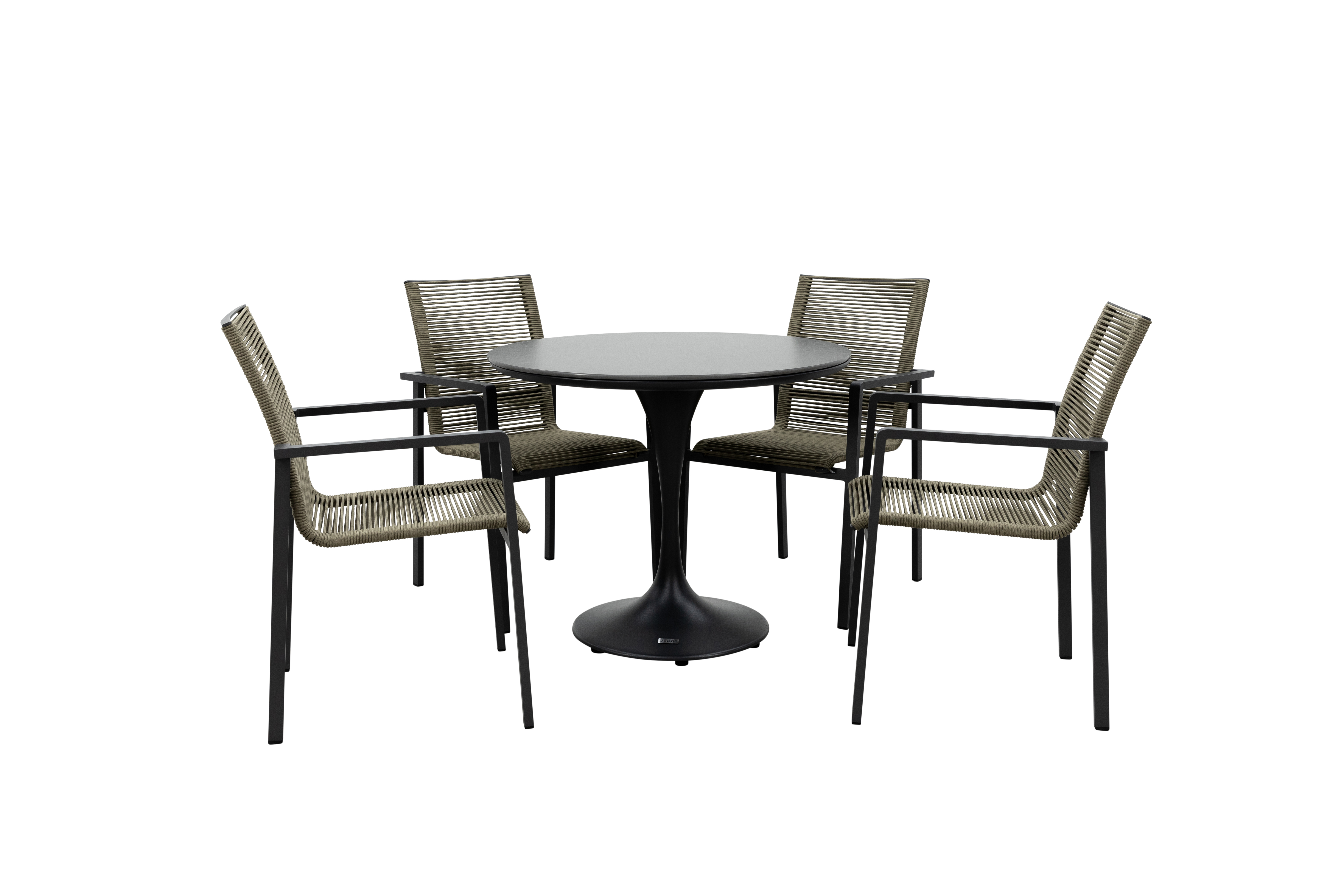 Qopps Gaona tuintafel met 4 Stilo stapelbare tuinstoelen