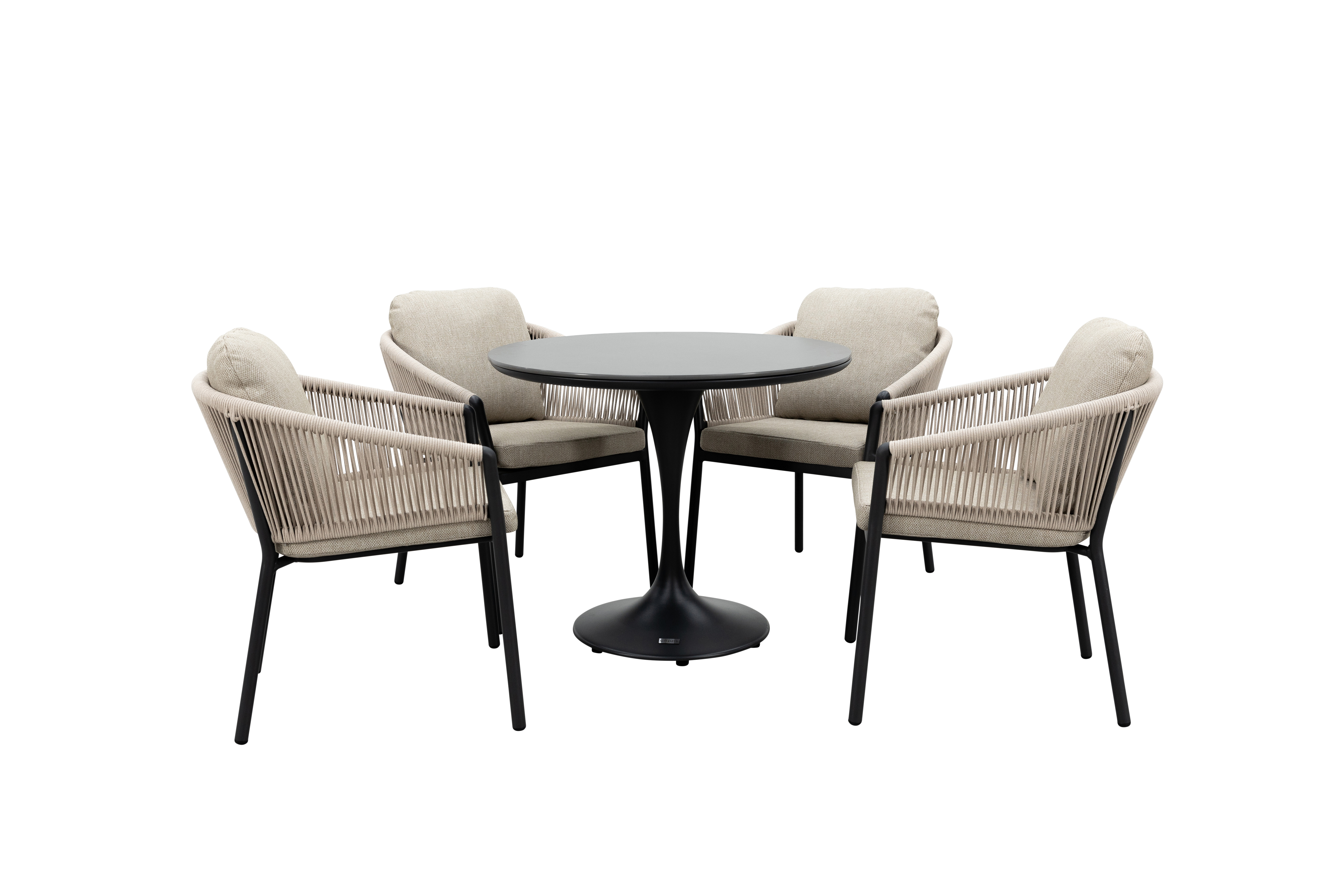 Qopps Gaona tuintafel met 4 Felan dining tuinstoelen