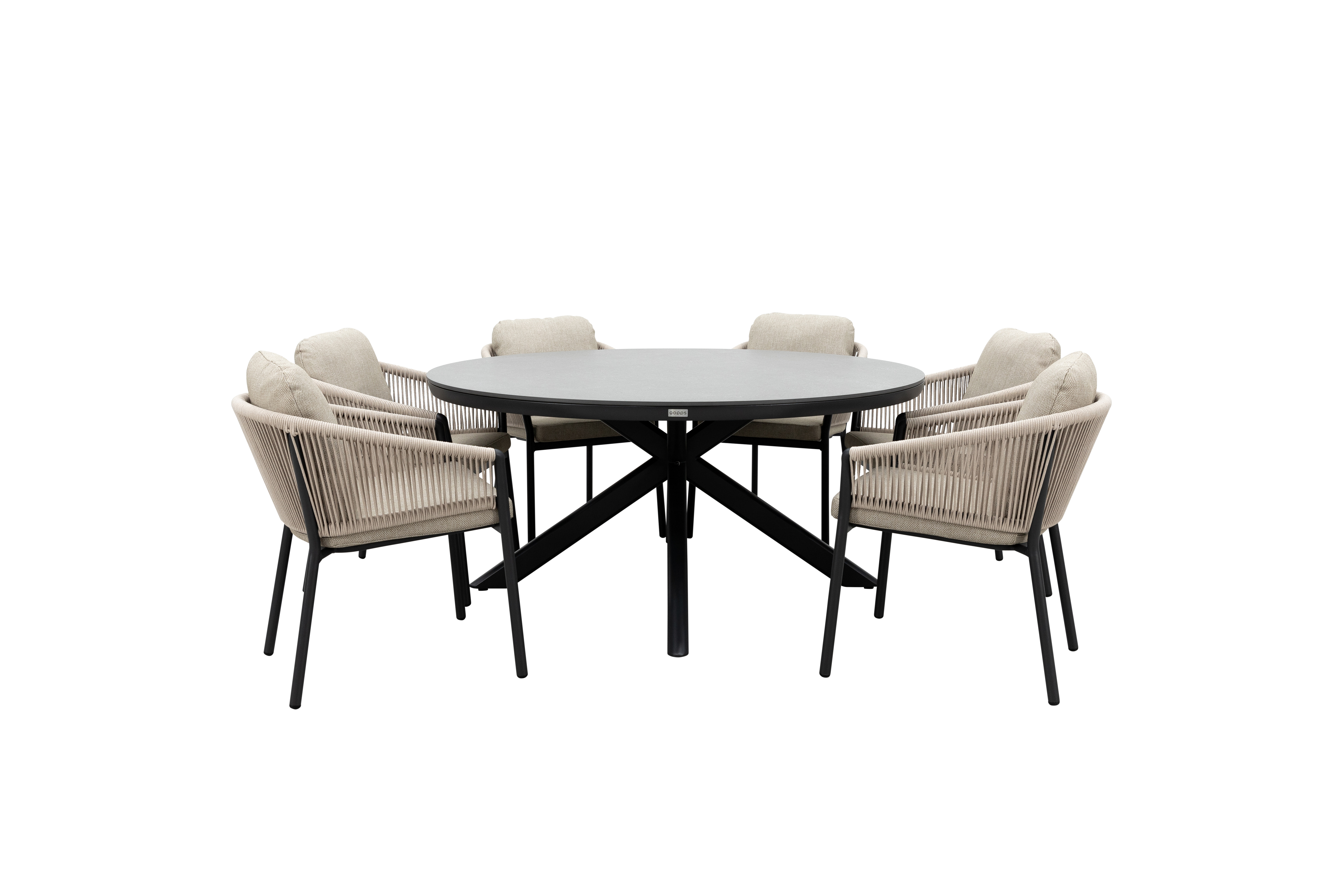Qopps Ziggy tuintafel met 6 Felan dining tuinstoelen