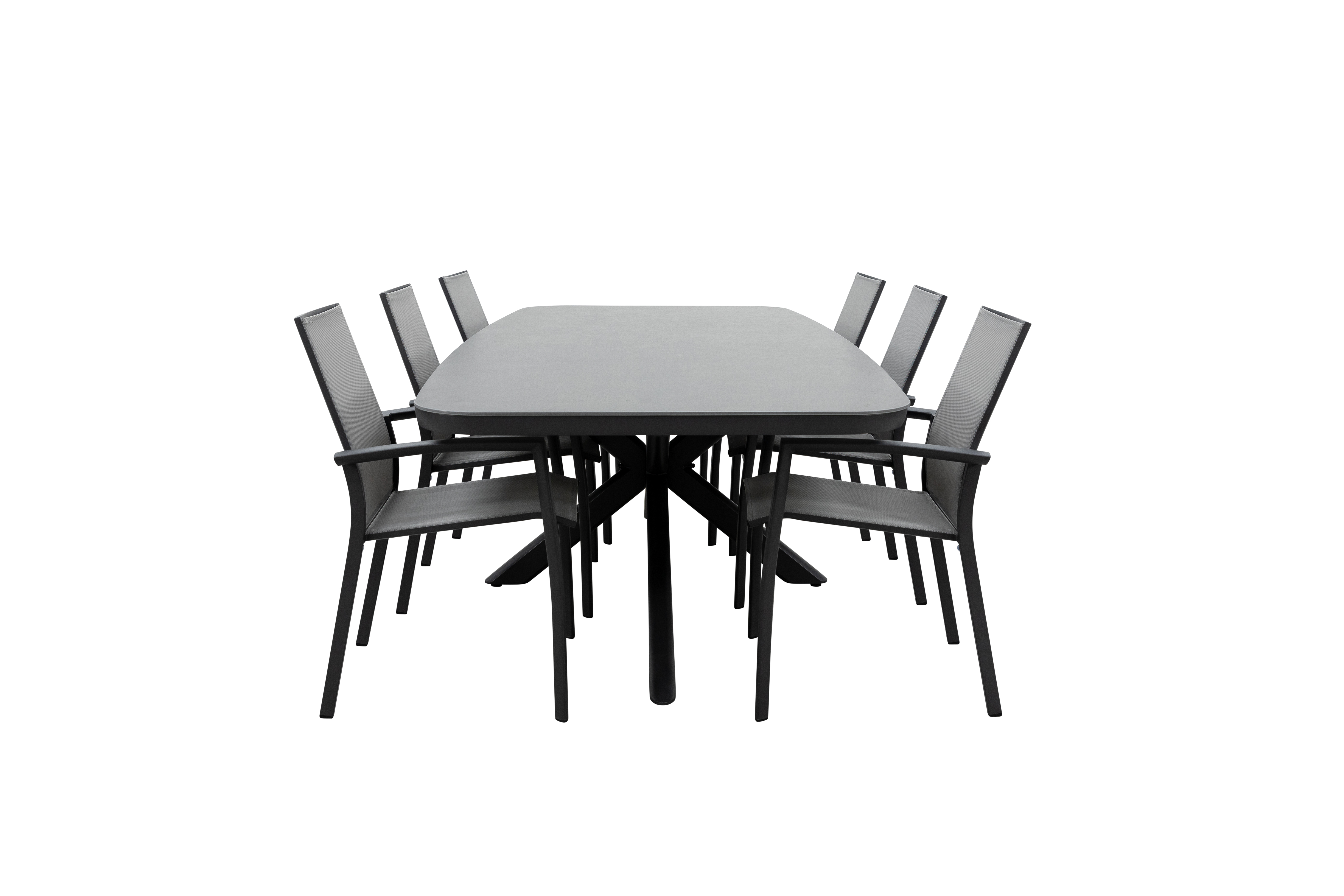 Qopps Vakio tuintafel met 6 Tampa stapelbare tuinstoelen