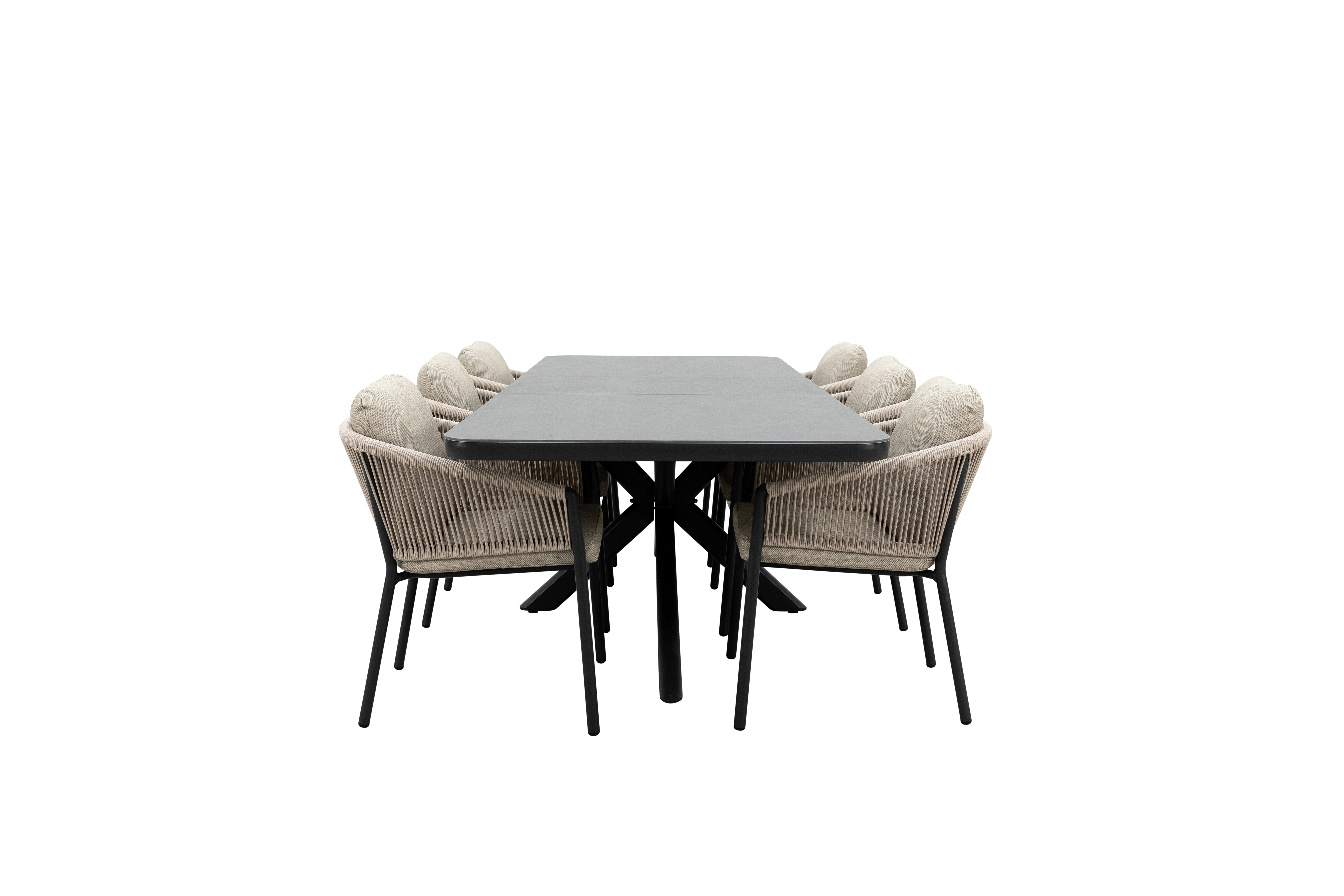 Qopps Vakio tuintafel met 6 Felan tuinstoelen