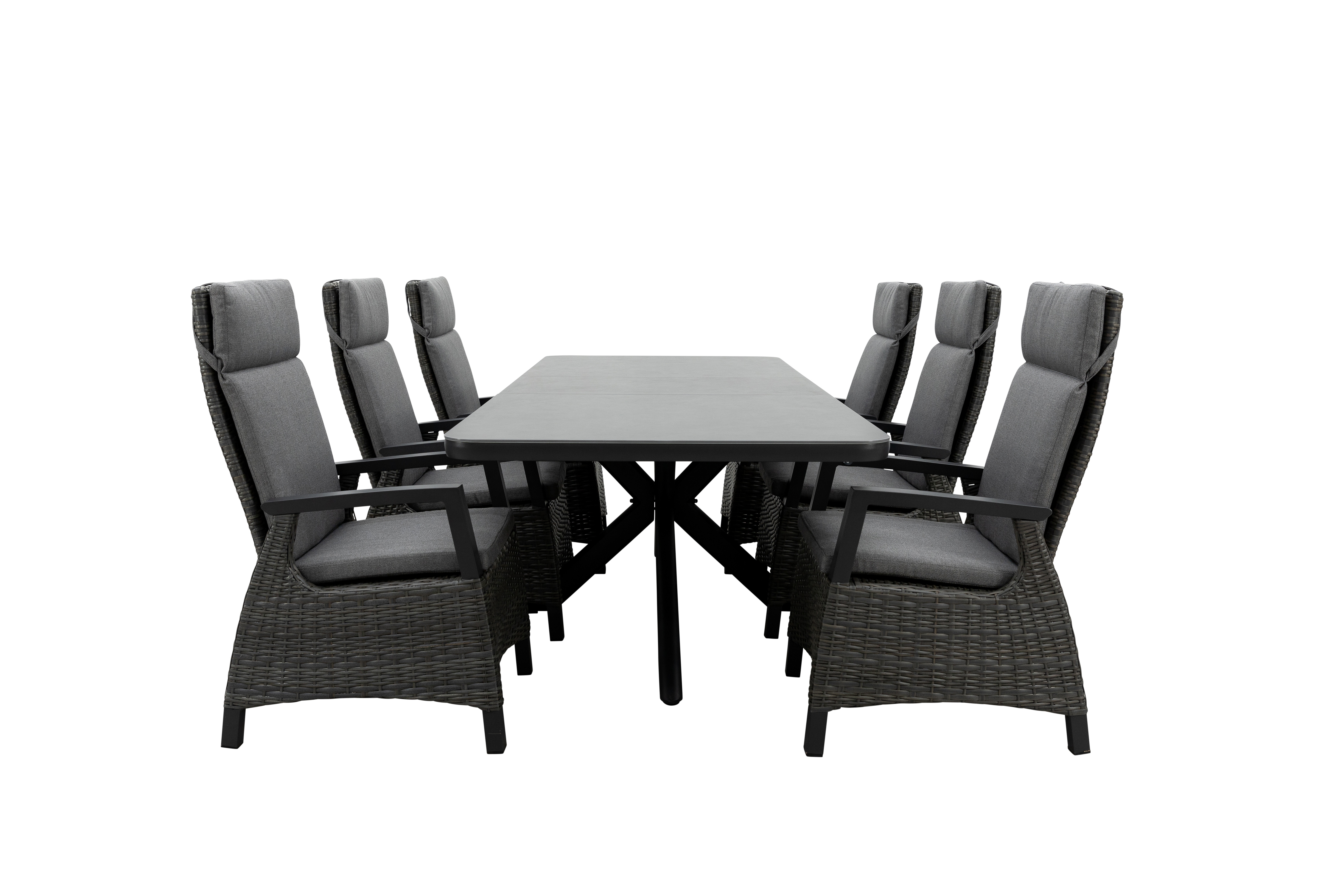 Qopps Mirek uitschuifbare tafel met 6 Darwin gasveer verstelbare tuinstoelen