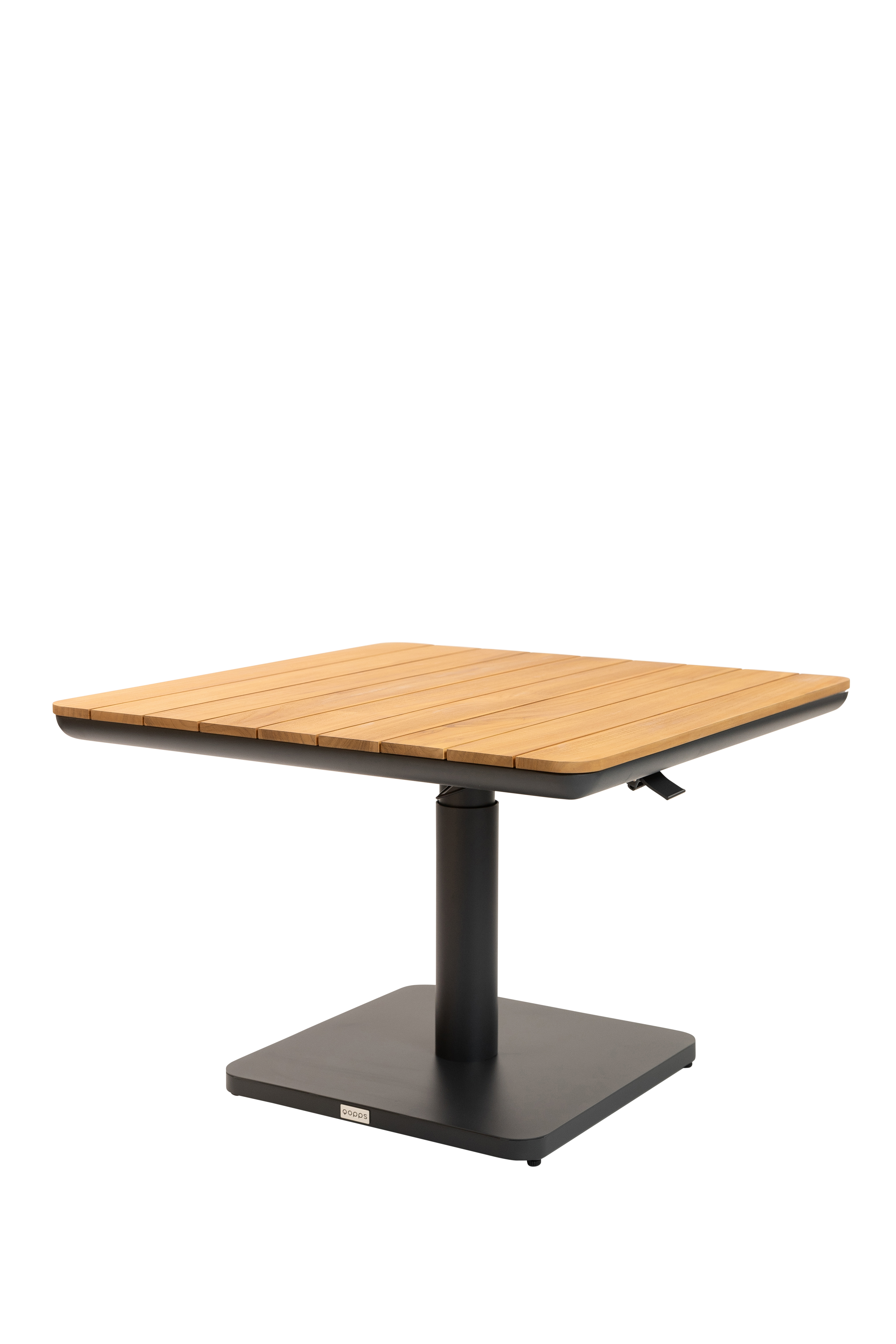 Qopps Zamin in hoogte verstelbare tuintafel 90 x 90 met teak top
