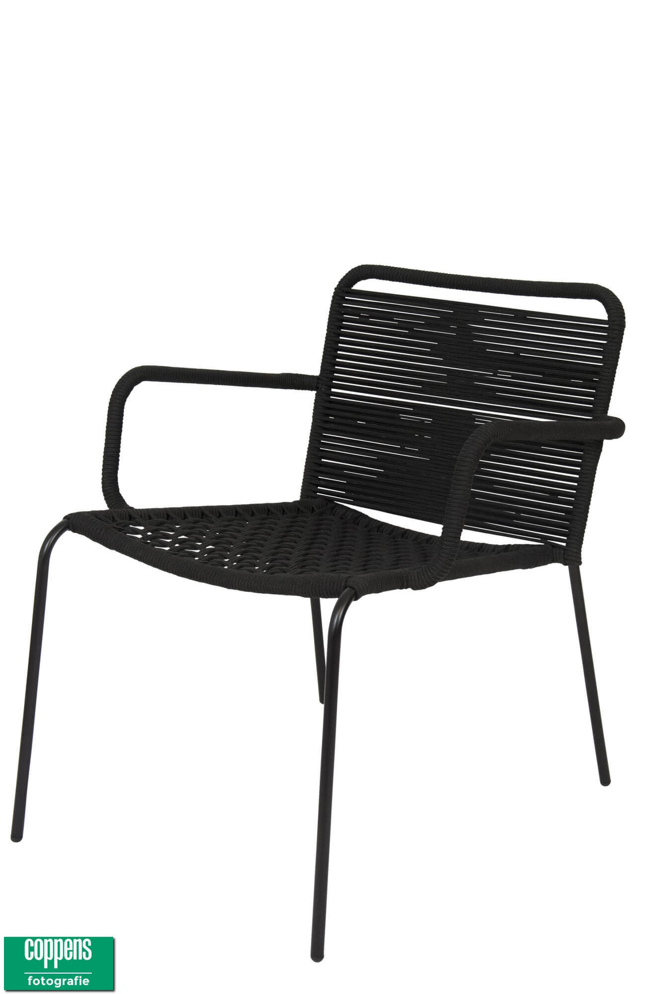 Dover loungestoel rope zwart