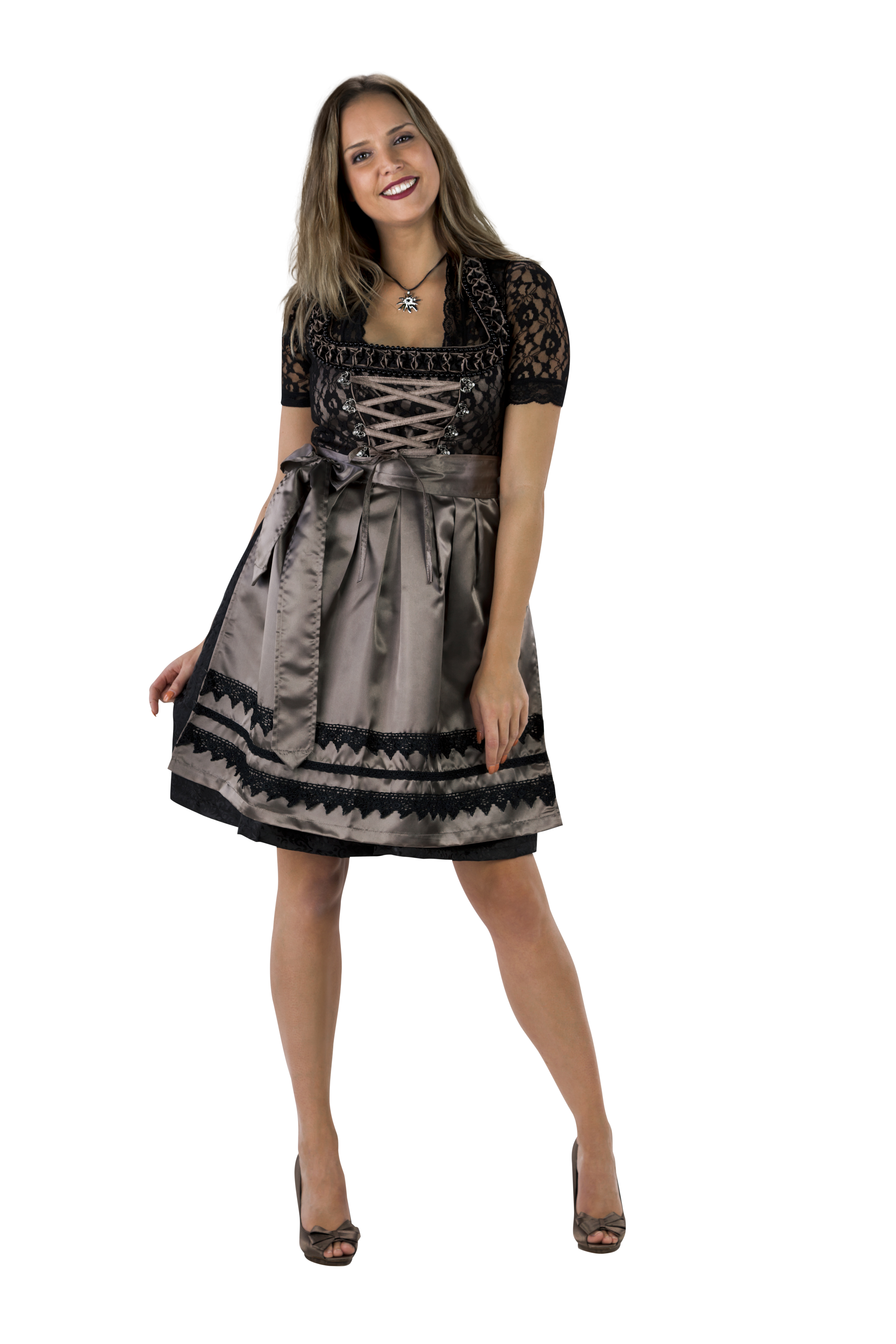 Dirndl zwart taupe