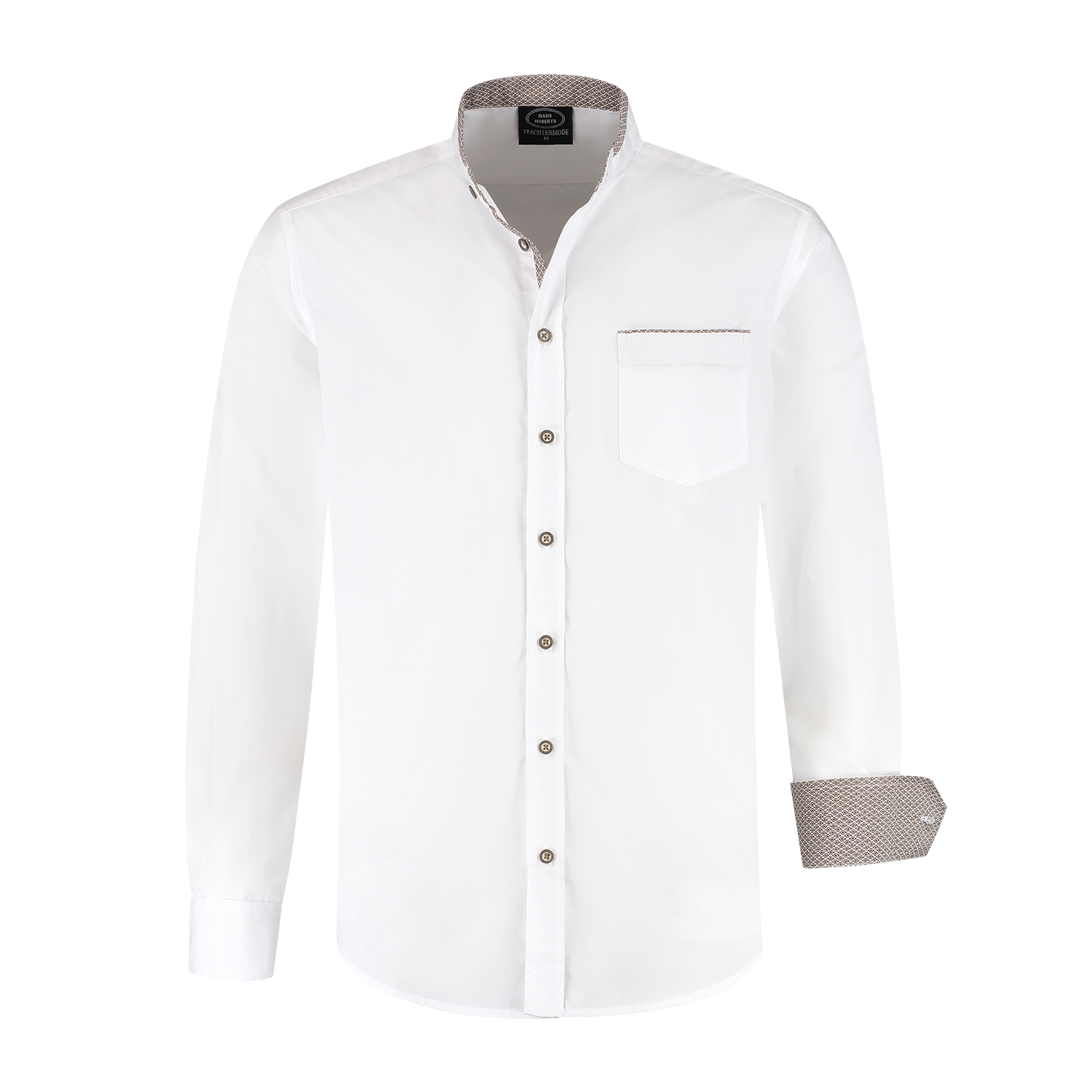 Herenblouse wit met bruin