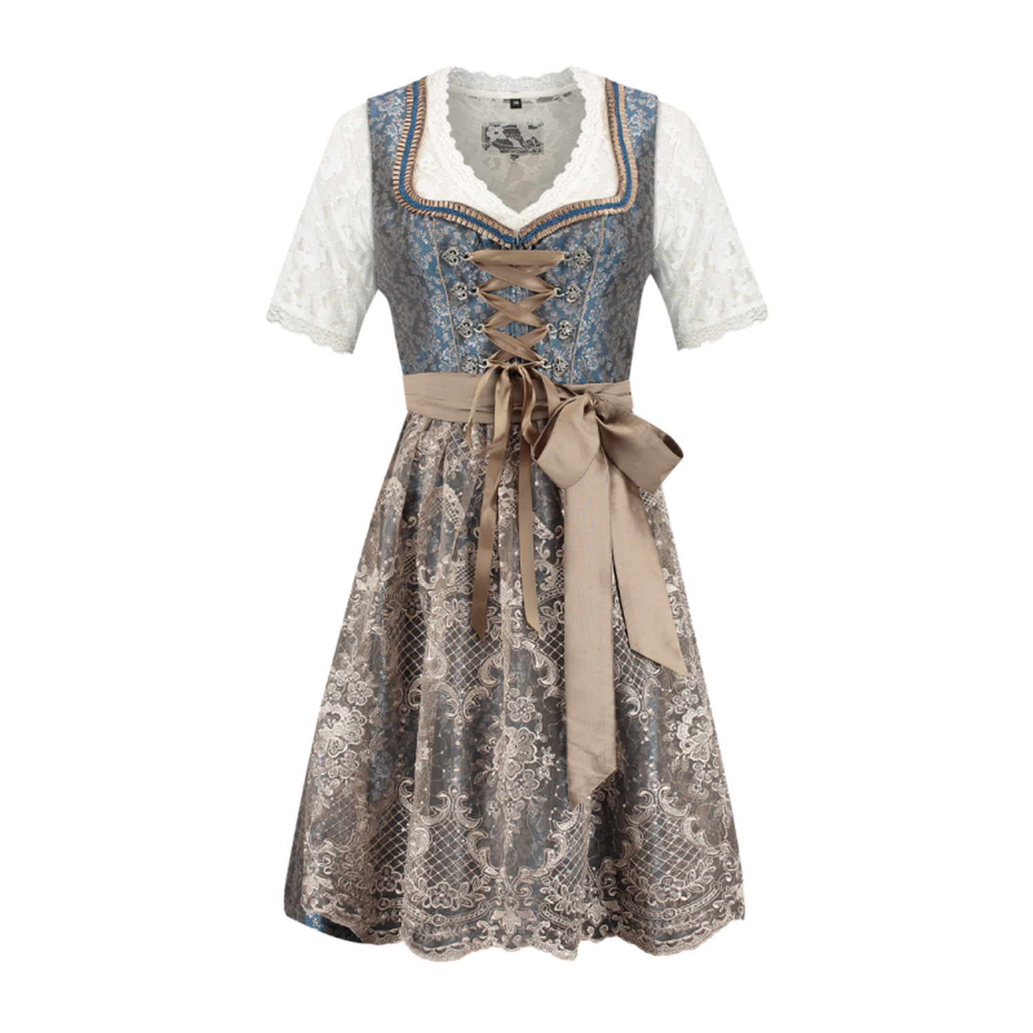 Dirndl Jacquard blau/kaffee