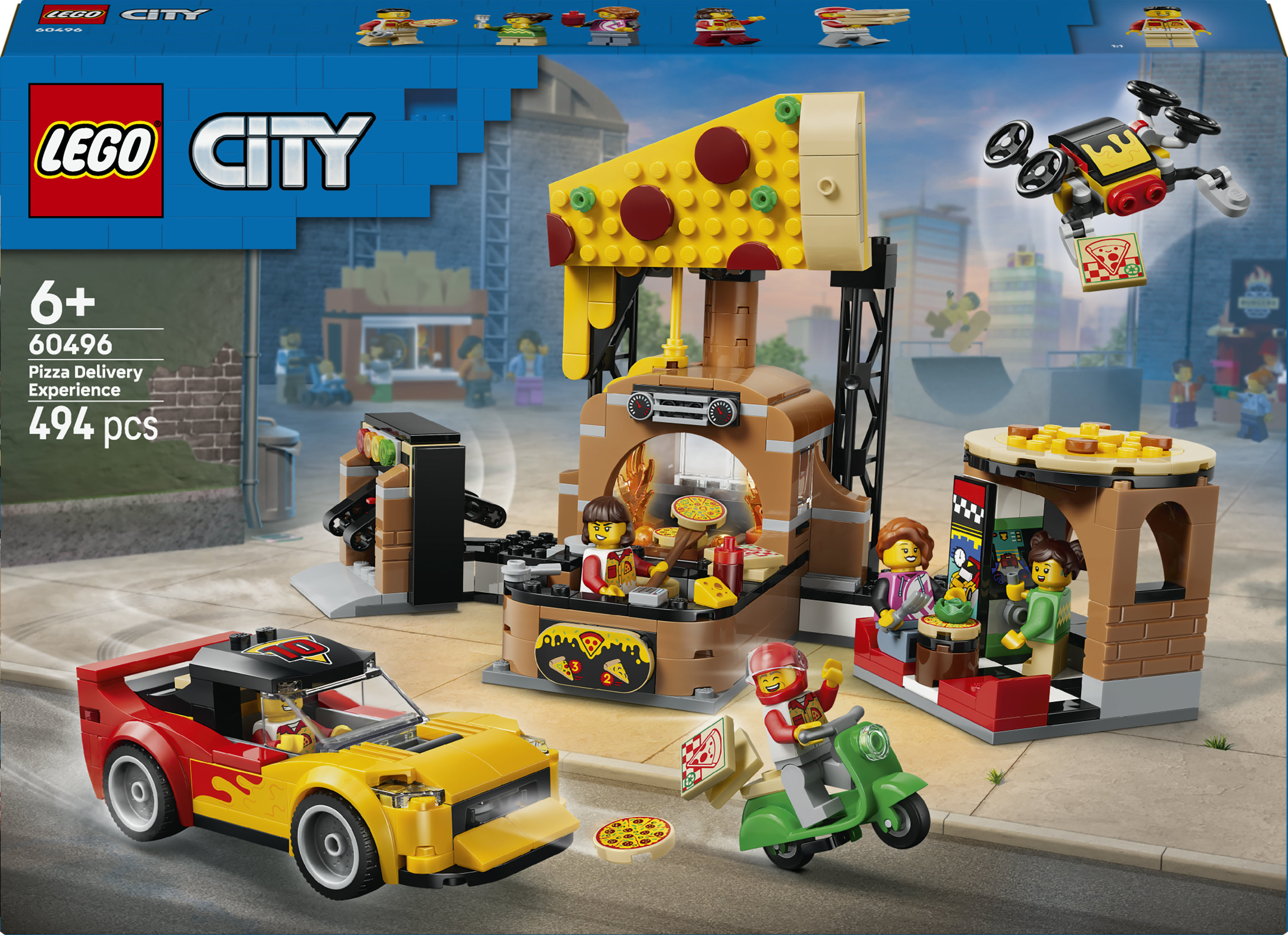 LEGO® City 60496 pizza bezorgervaring met voertuigen