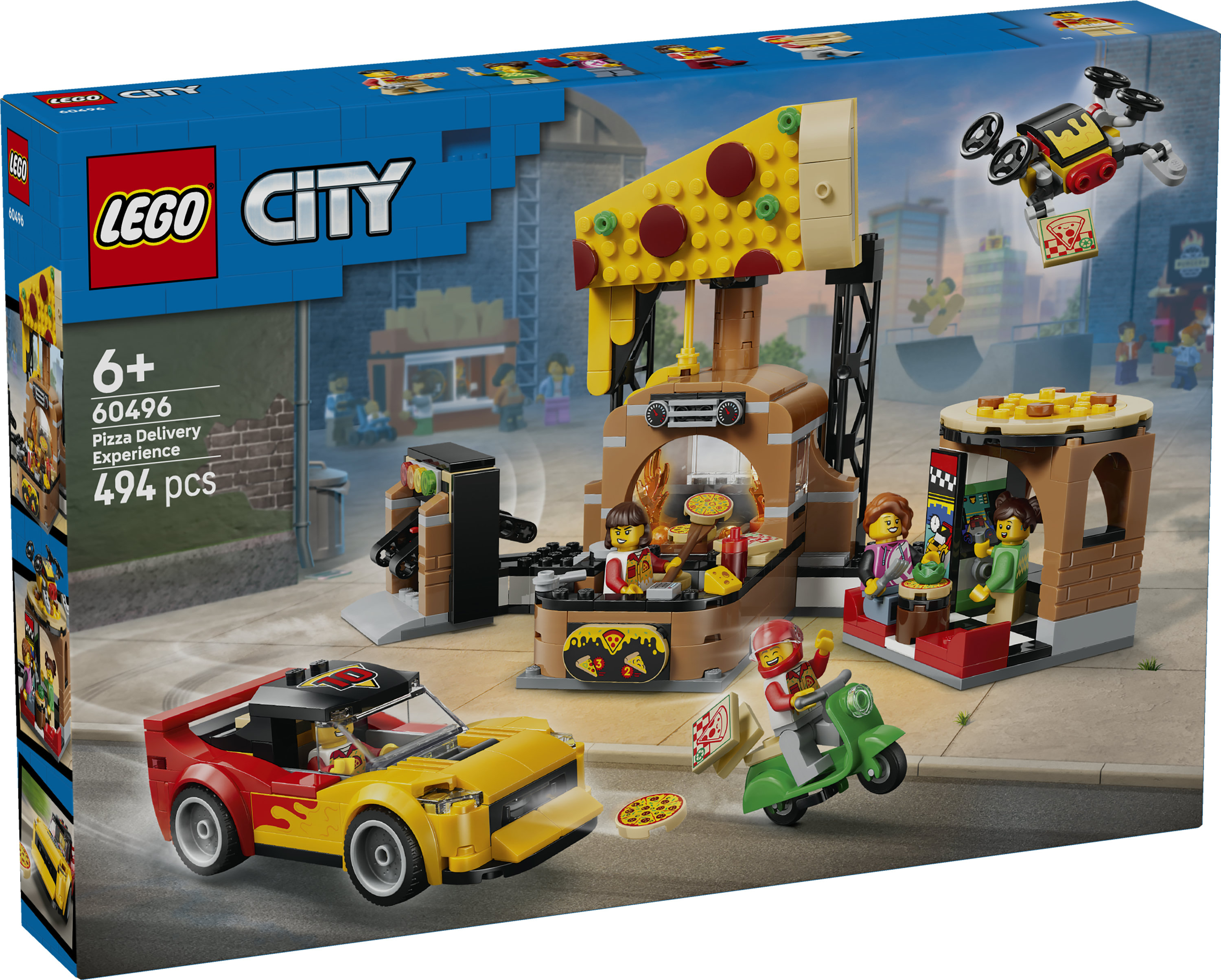 LEGO® City 60496 pizza bezorgervaring met voertuigen