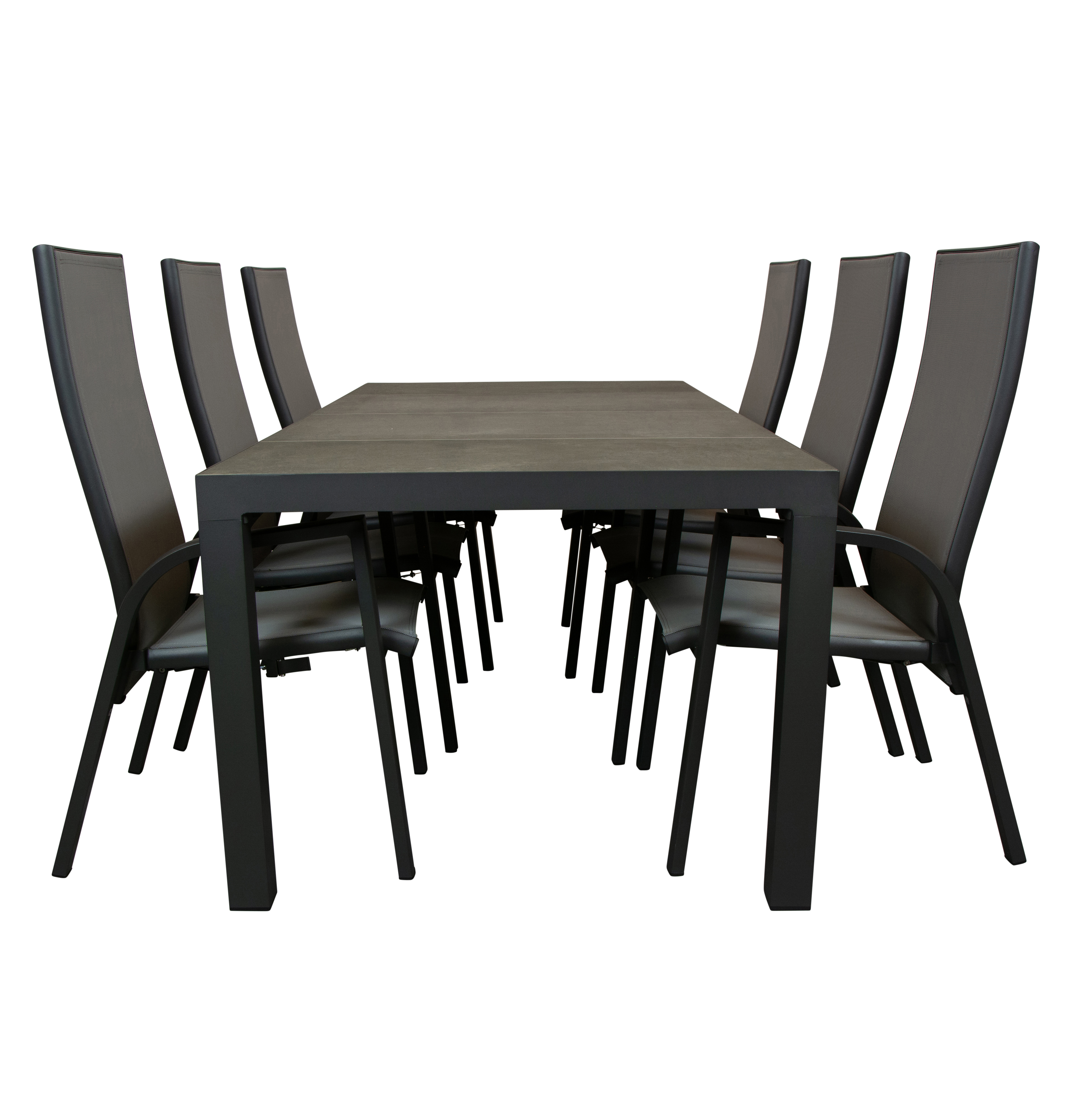 Qopps Levas tuintafel met 6 Victory gasveer verstelbare tuinstoelen