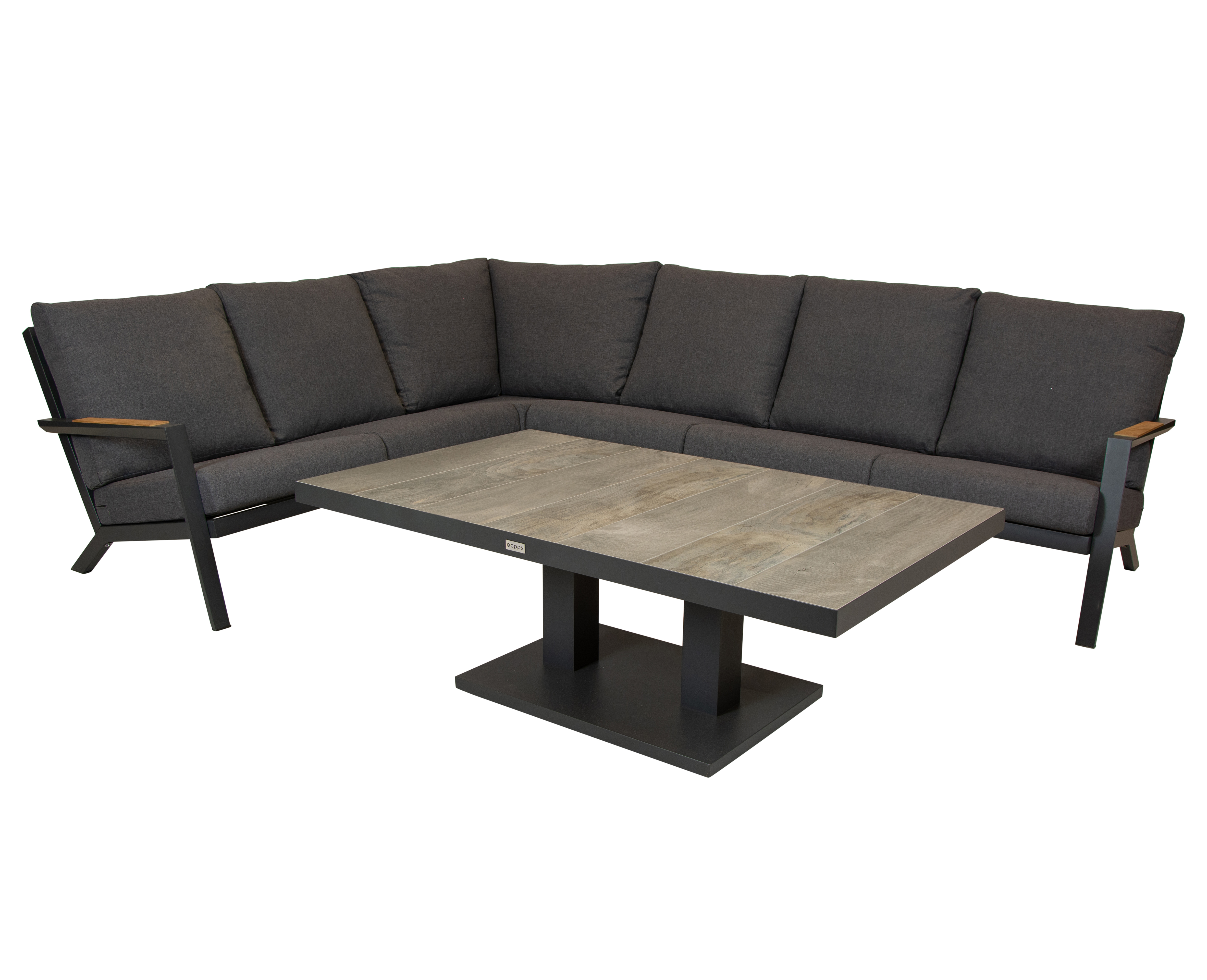 Qopps Avios loungehoek met Camos in hoogte verstelbare tafel