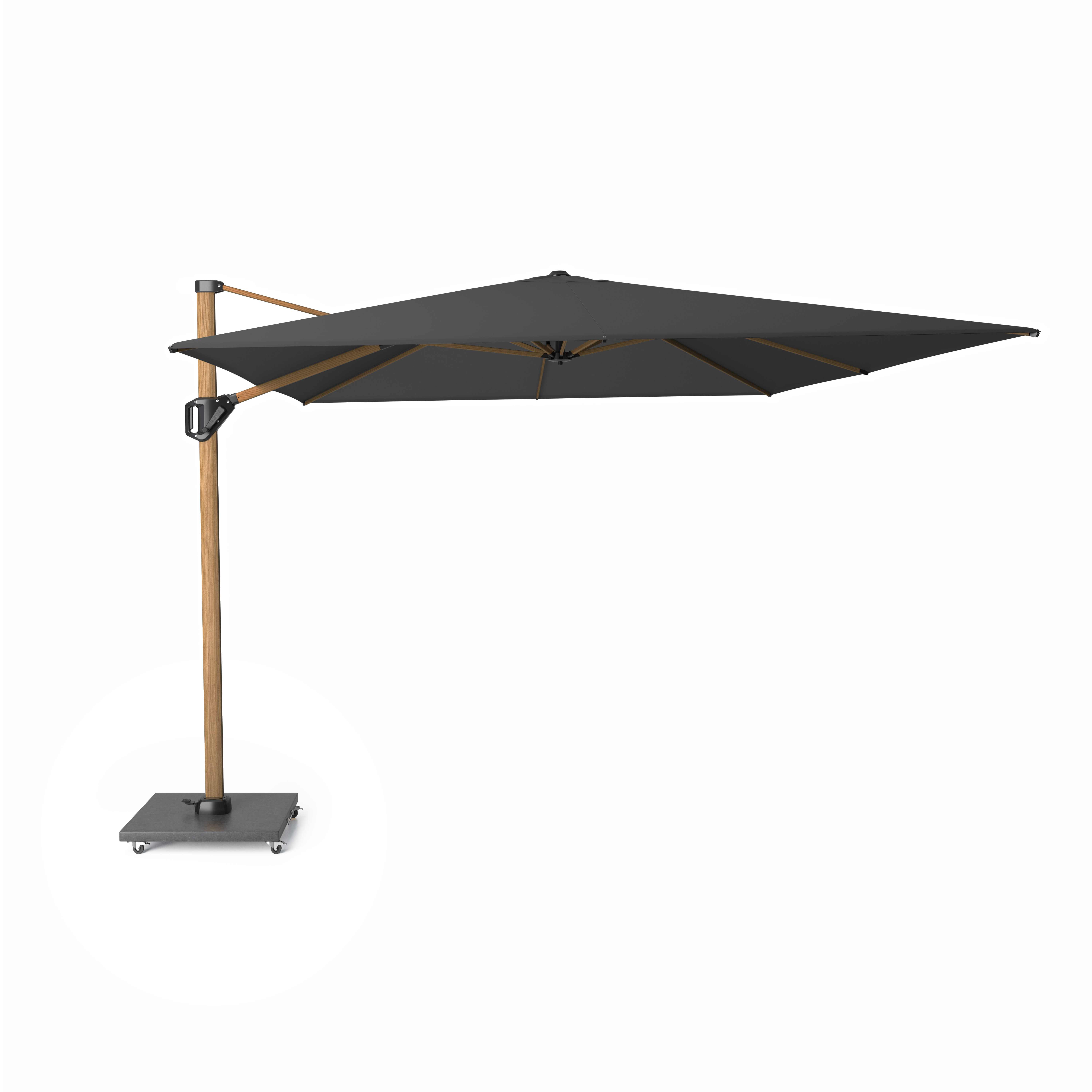 Platinum Challenger T1 premium zweefparasol 400x300 cm teak mast faded black