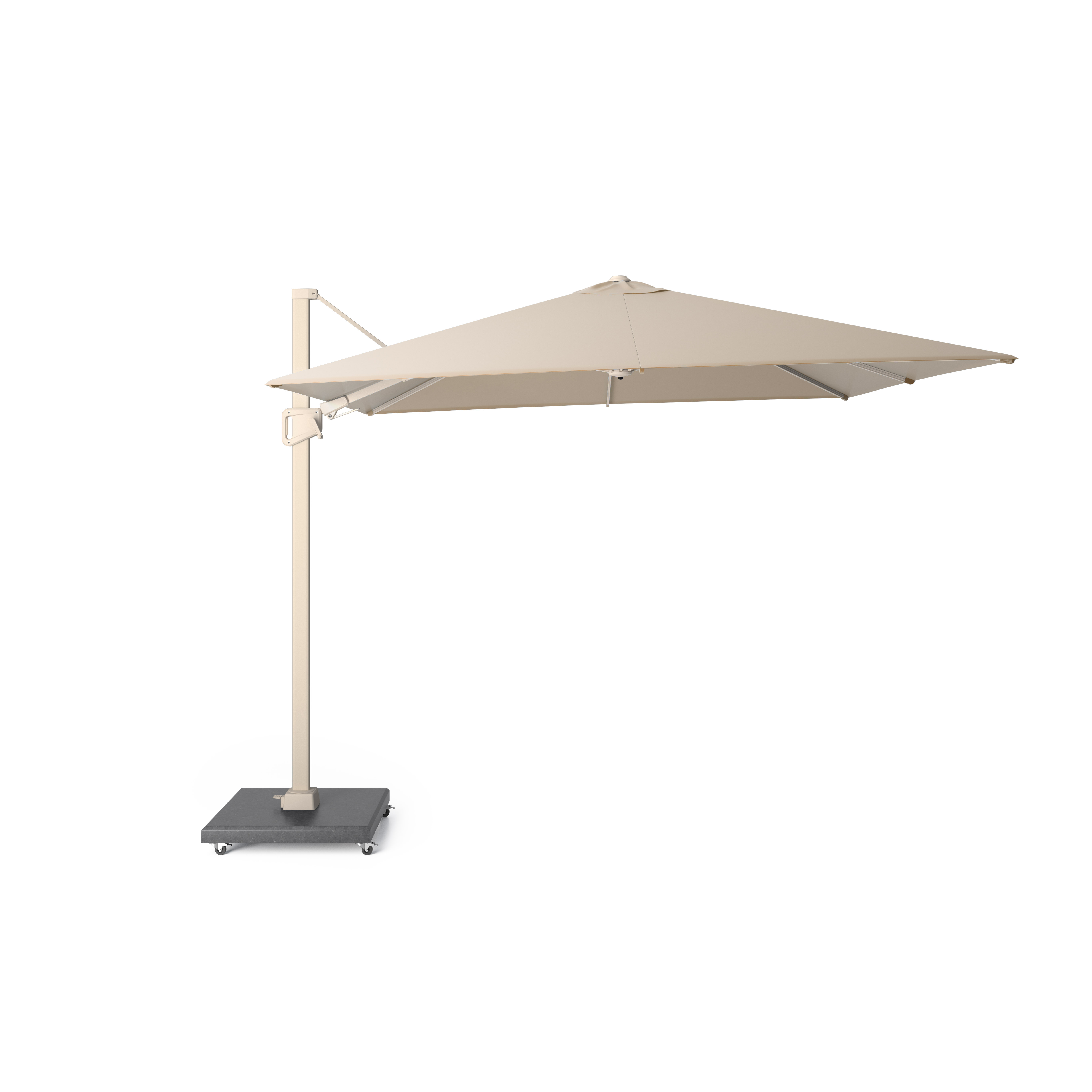 Platinum Sunset zweefparasol T2 3x3 m sandstone frame ivoor doek