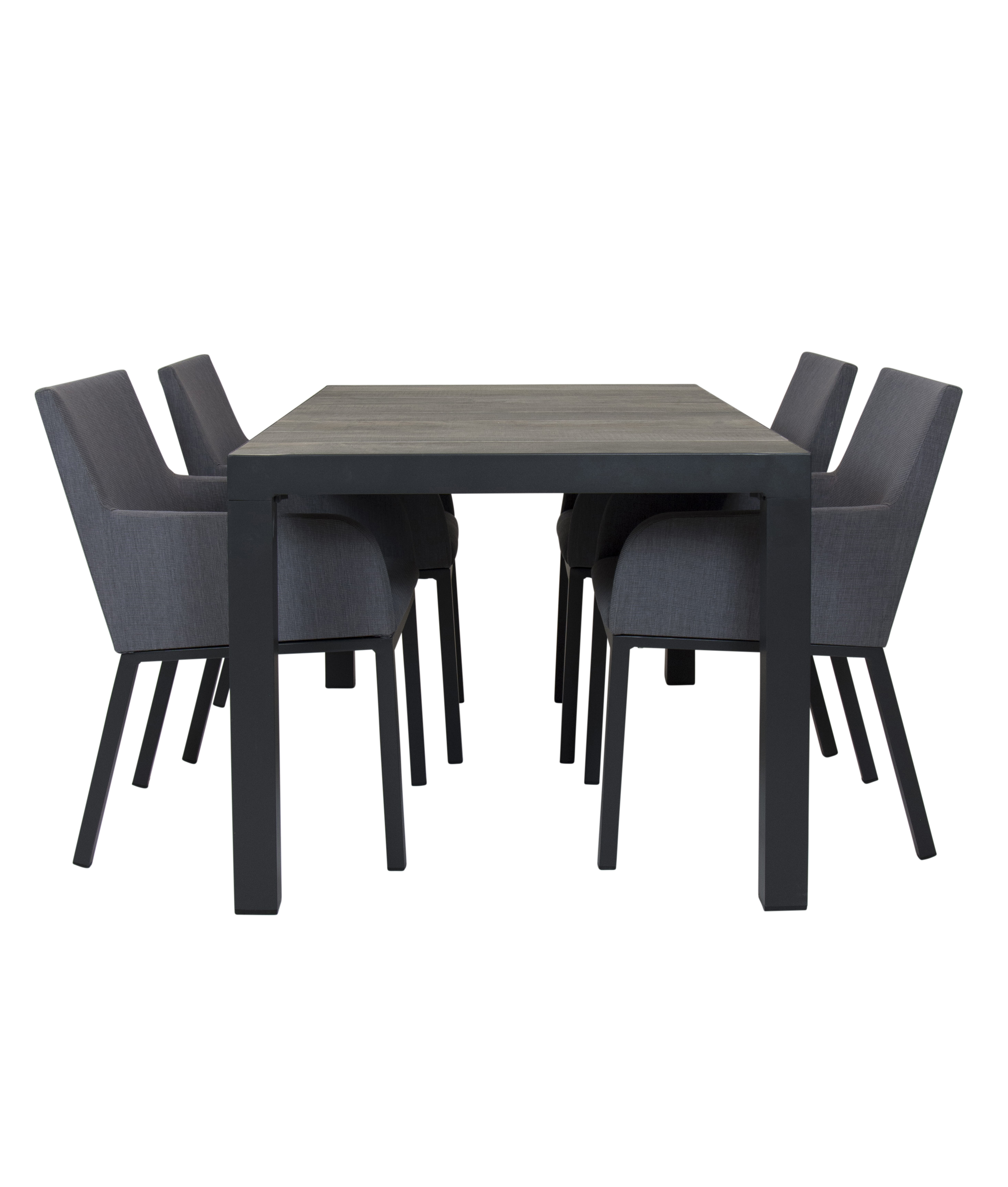 Qopps Levas tuintafel 160 x 90 mat royal Grey met Decan tuinstoel