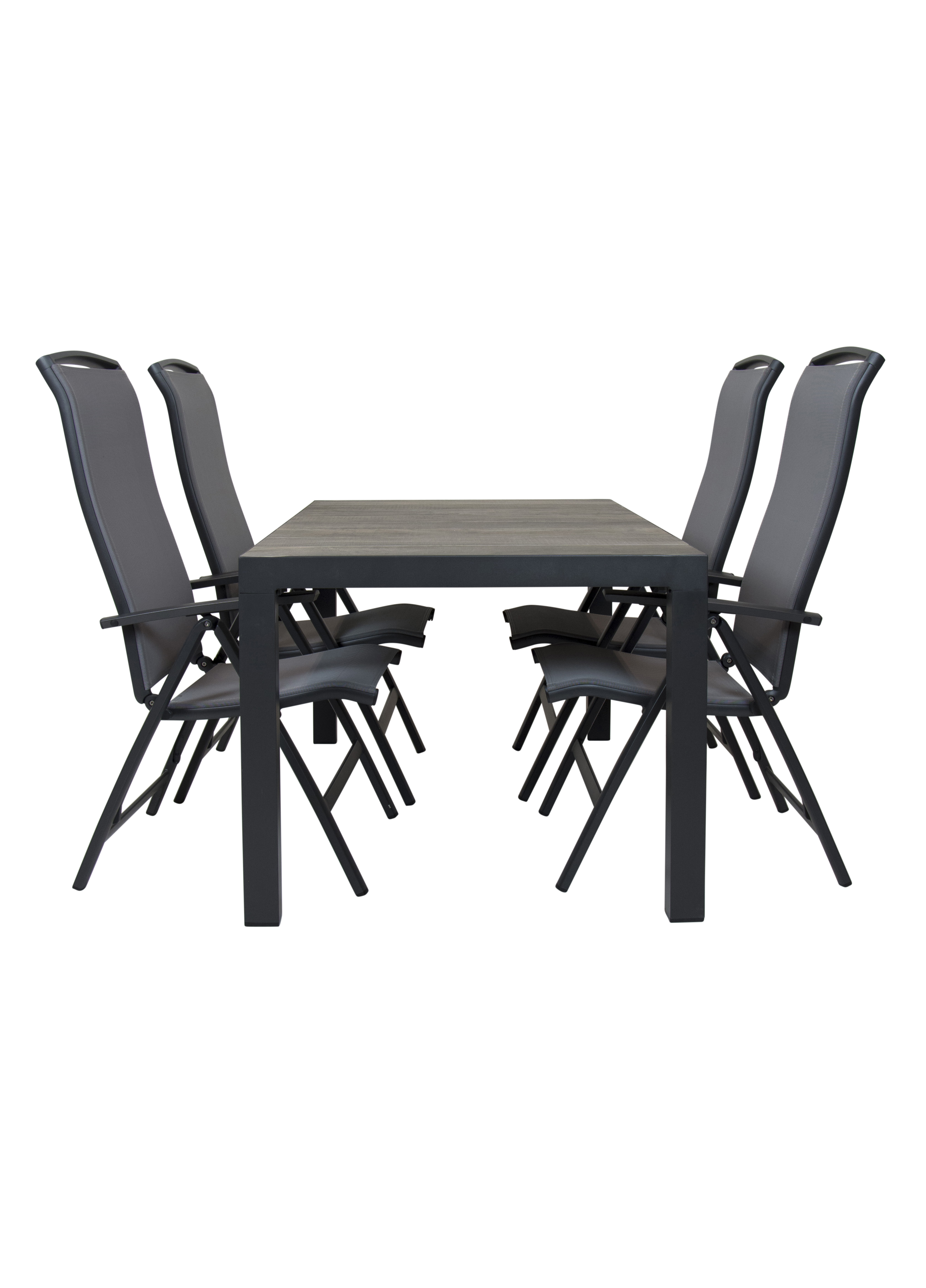 Qopps Levas tuintafel 160 x 90 mat royal Grey met Houston verstelbare tuinstoel