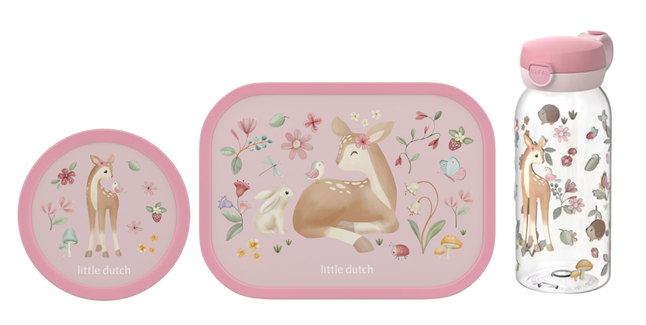Mepal 3-delige lunchset campus Little Dutch fairy garden lunchbox + fruitbox + drinkfles met flipdop
