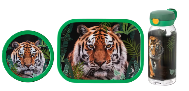 Mepal 3-delige lunchset campus wild tiger lunchbox + fruitbox + drinkfles met flipdop