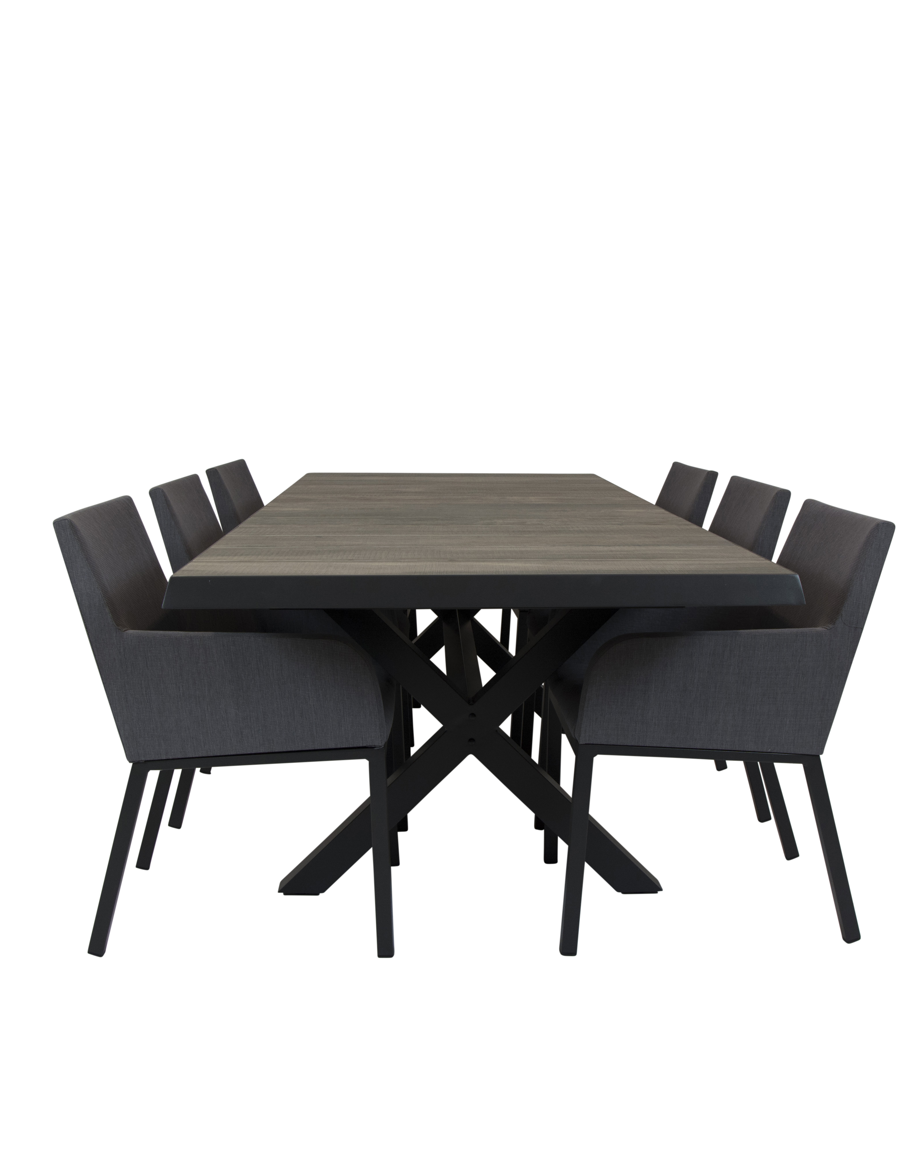 Qopps Ottowa uitschuif tafel 205/265 x 100 Antraciet met Tuinstoel Decan