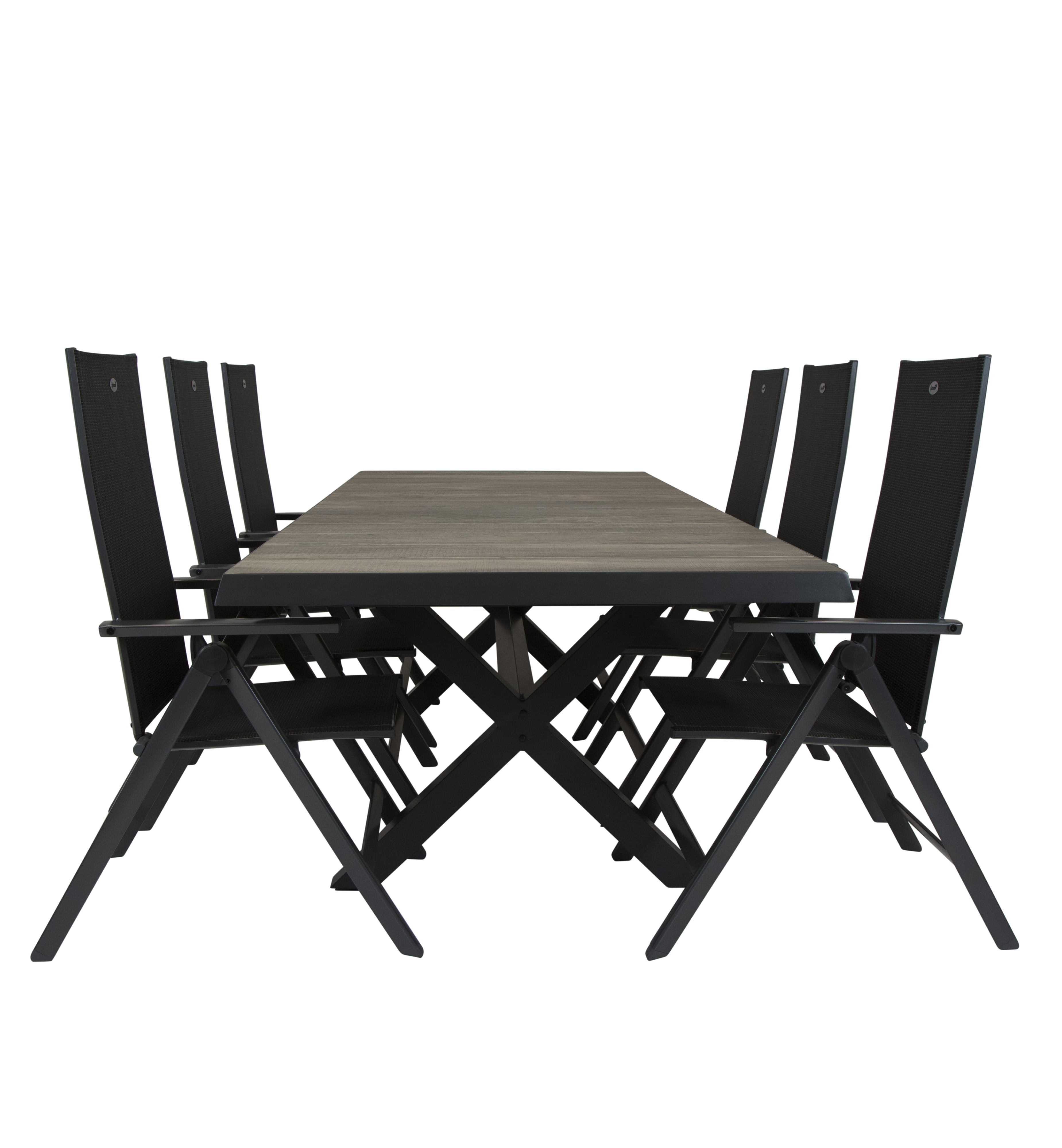 Qopps Ottowa uitschuif tafel 205/265 x 100 antraciet met Napoli verstelbare tuinstoel