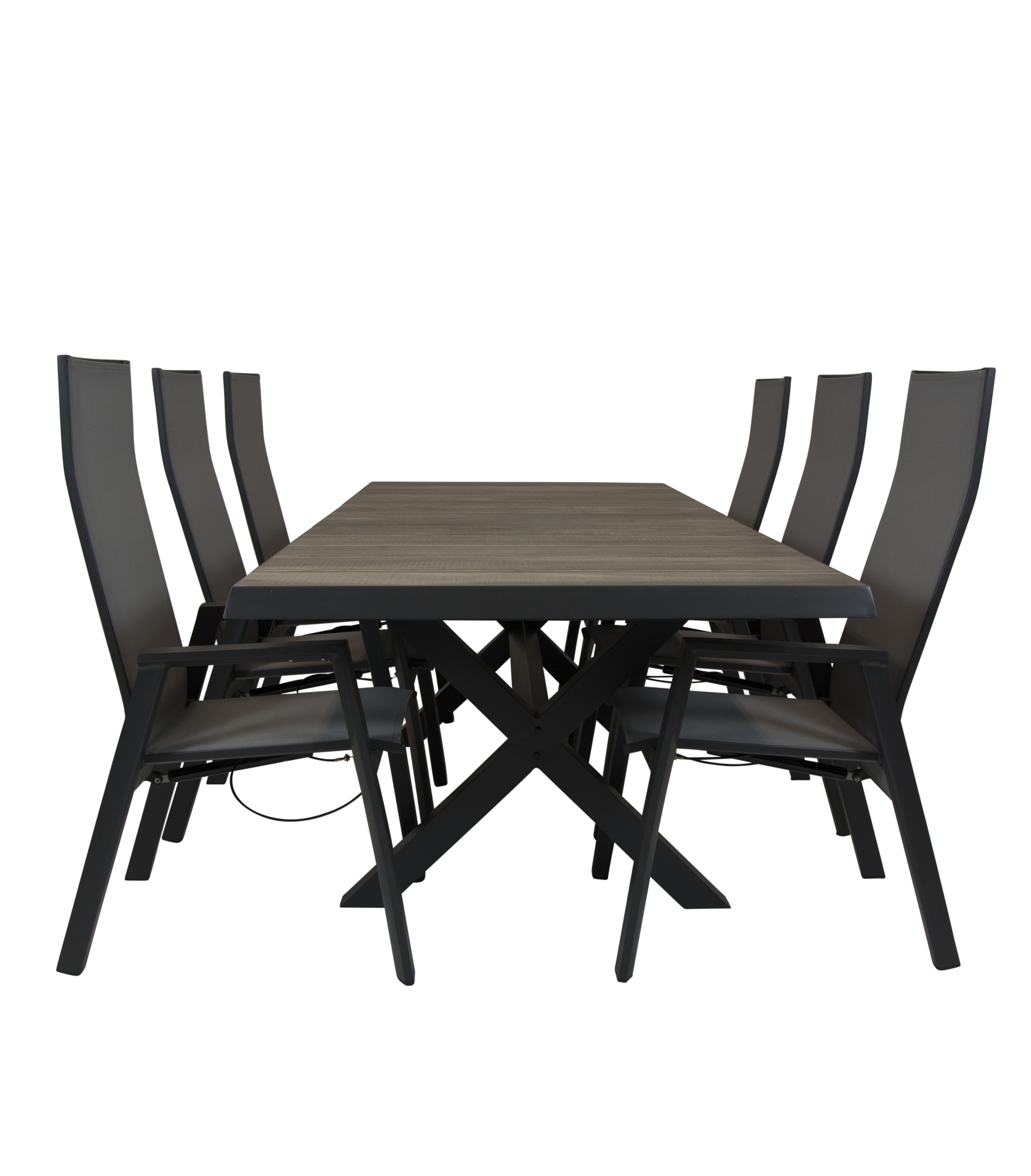 Qopps Ottowa uitschuif tafel 205/265 x 100 Antraciet met Palsa verstelbare tuinstoel