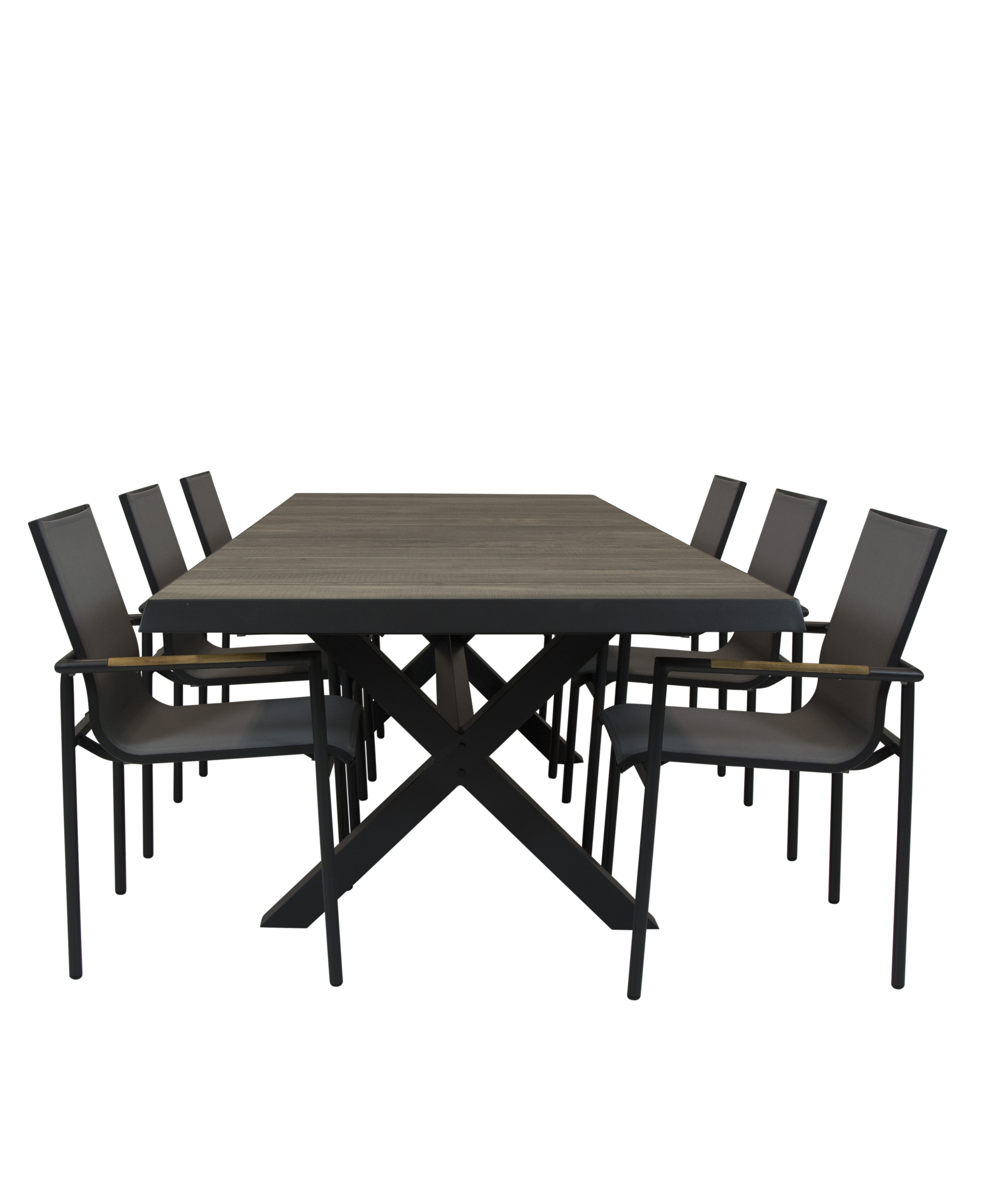 Qopps Ottowa uitschuif tuintafel 205/265 x 100 Antraciet met tuinstoel Tulsi