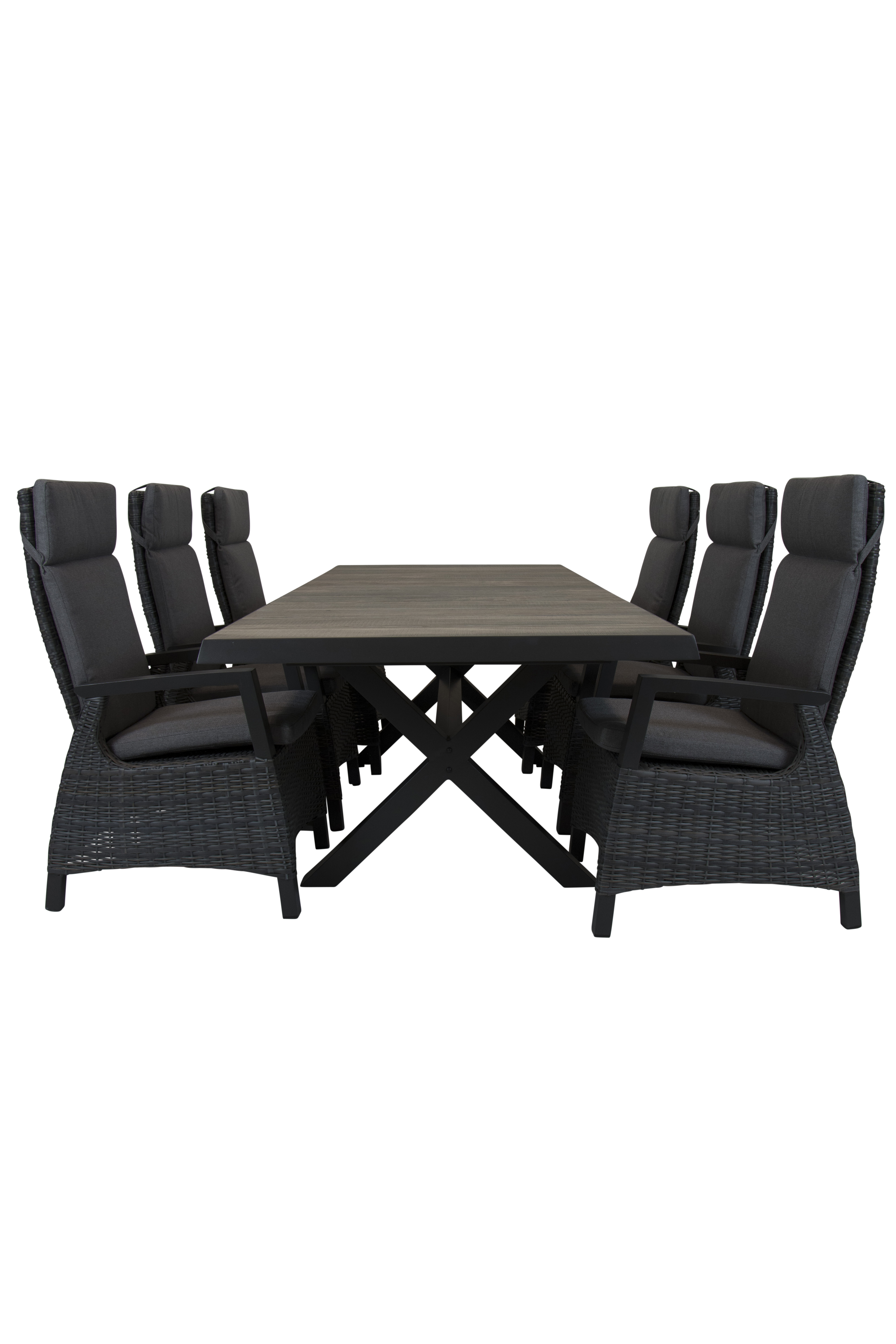 Qopps Ottowa uitschuif tafel 205/265 x 100 antraciet met Tuinstoel verstelbaar Darwin Royal