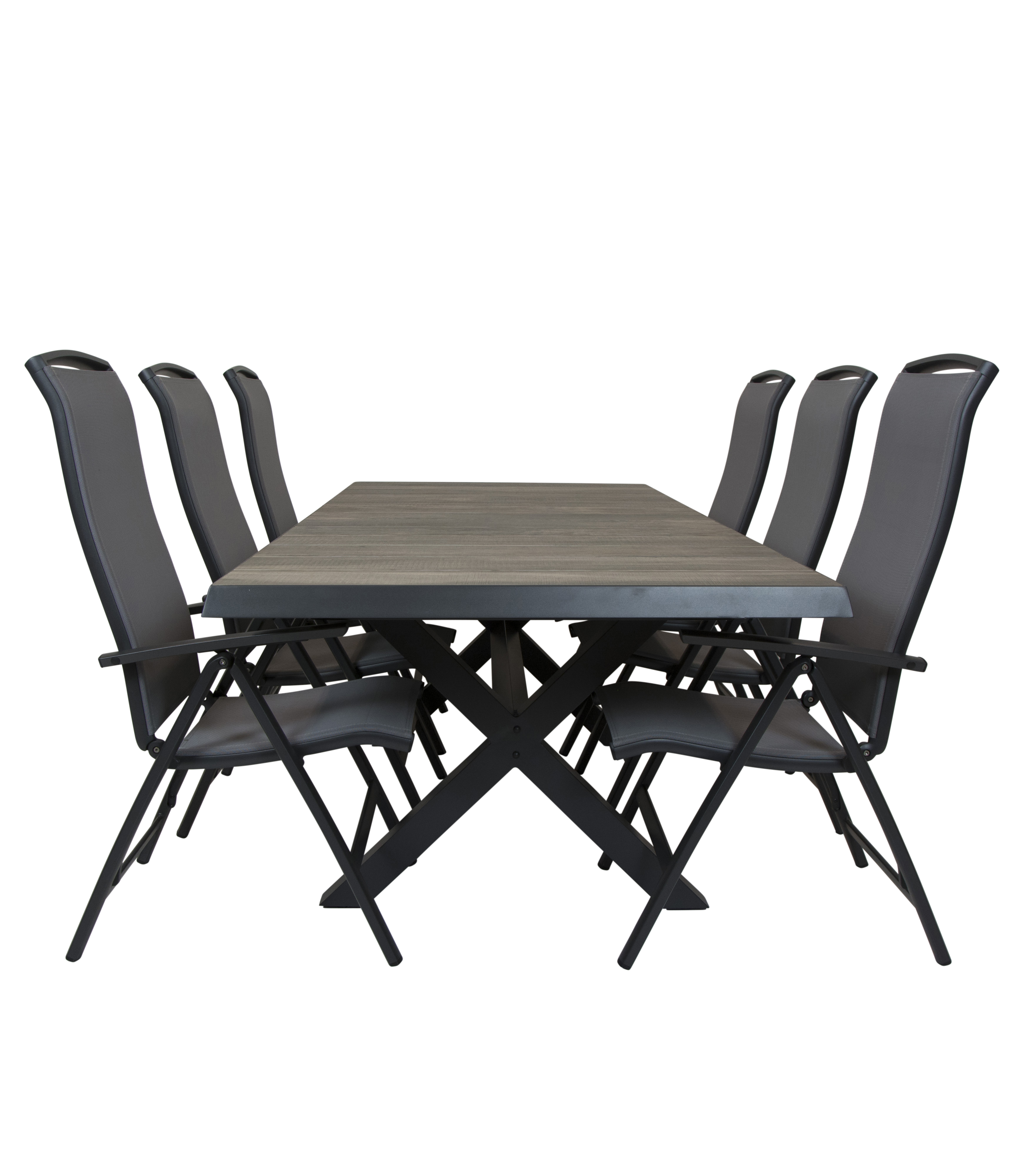 Qopps Ottowa uitschuif tuintafel 205/265 x 100 antraciet met Houston verstelbare tuinstoel
