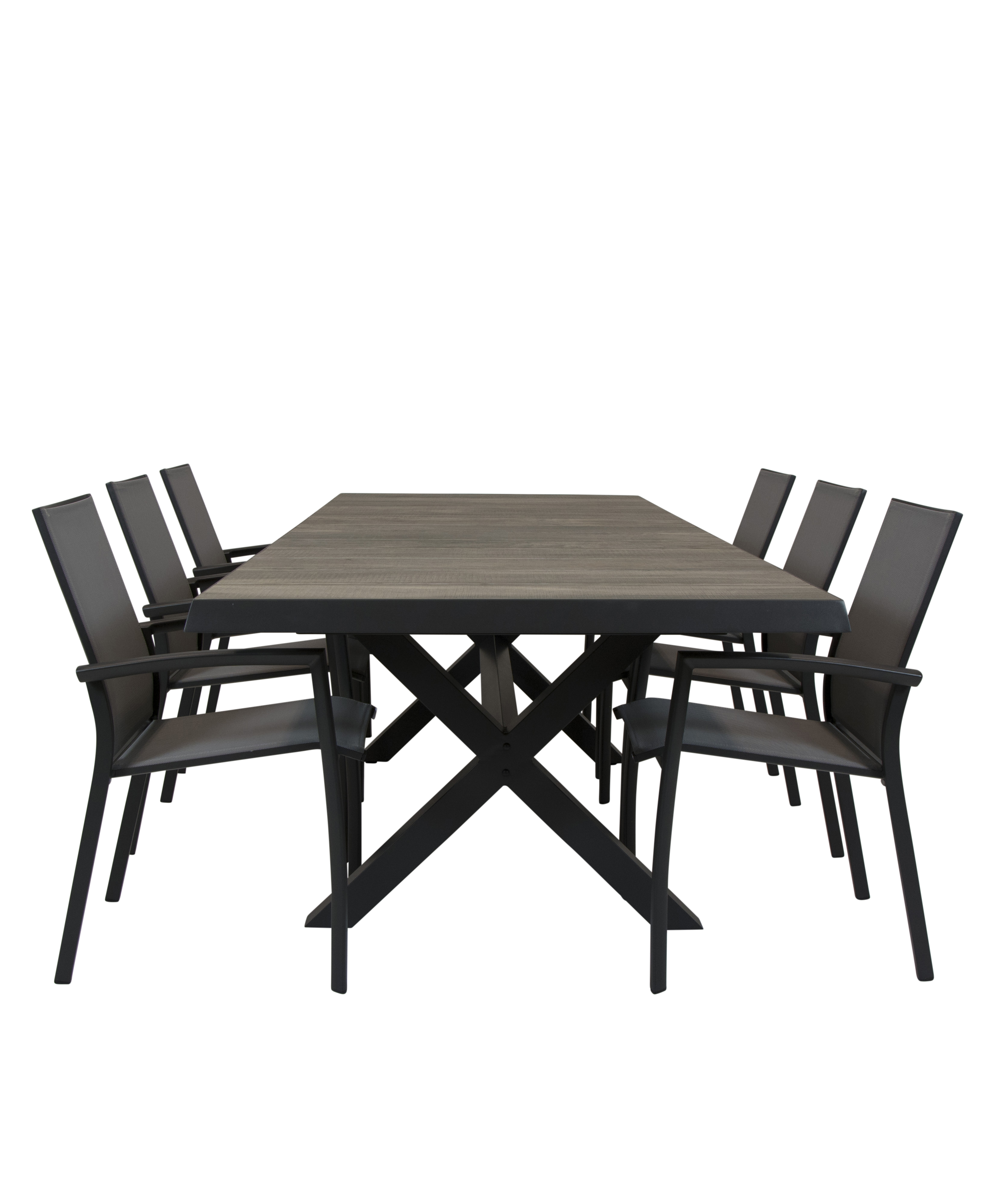 Qopps Ottowa uitschuif tafel 205/265 x 100 antraciet met Tampa dining tuinstoel