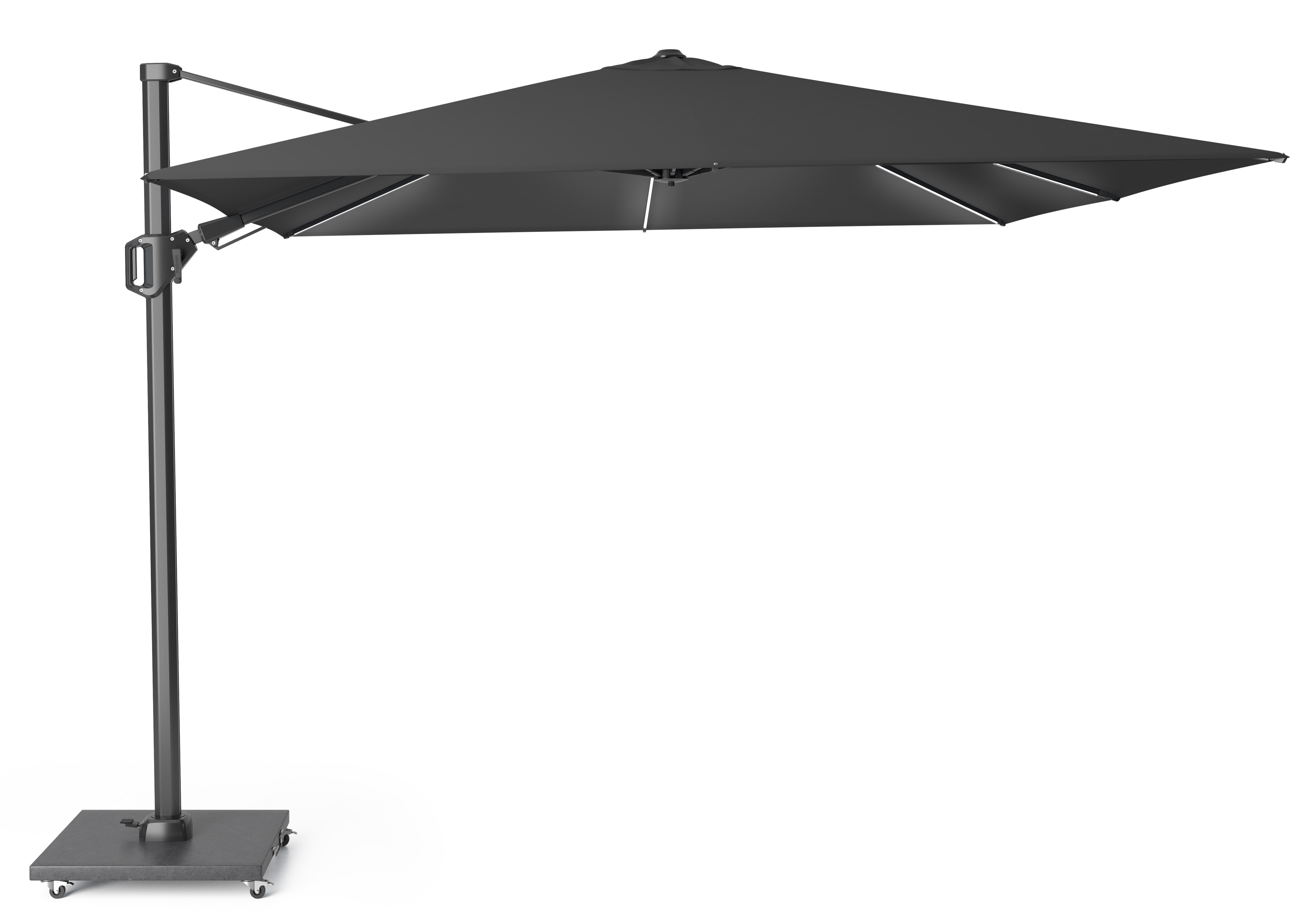Platinum Challenger zweefparasol T2 glow premium 3x3 antraciet frame faded black doek