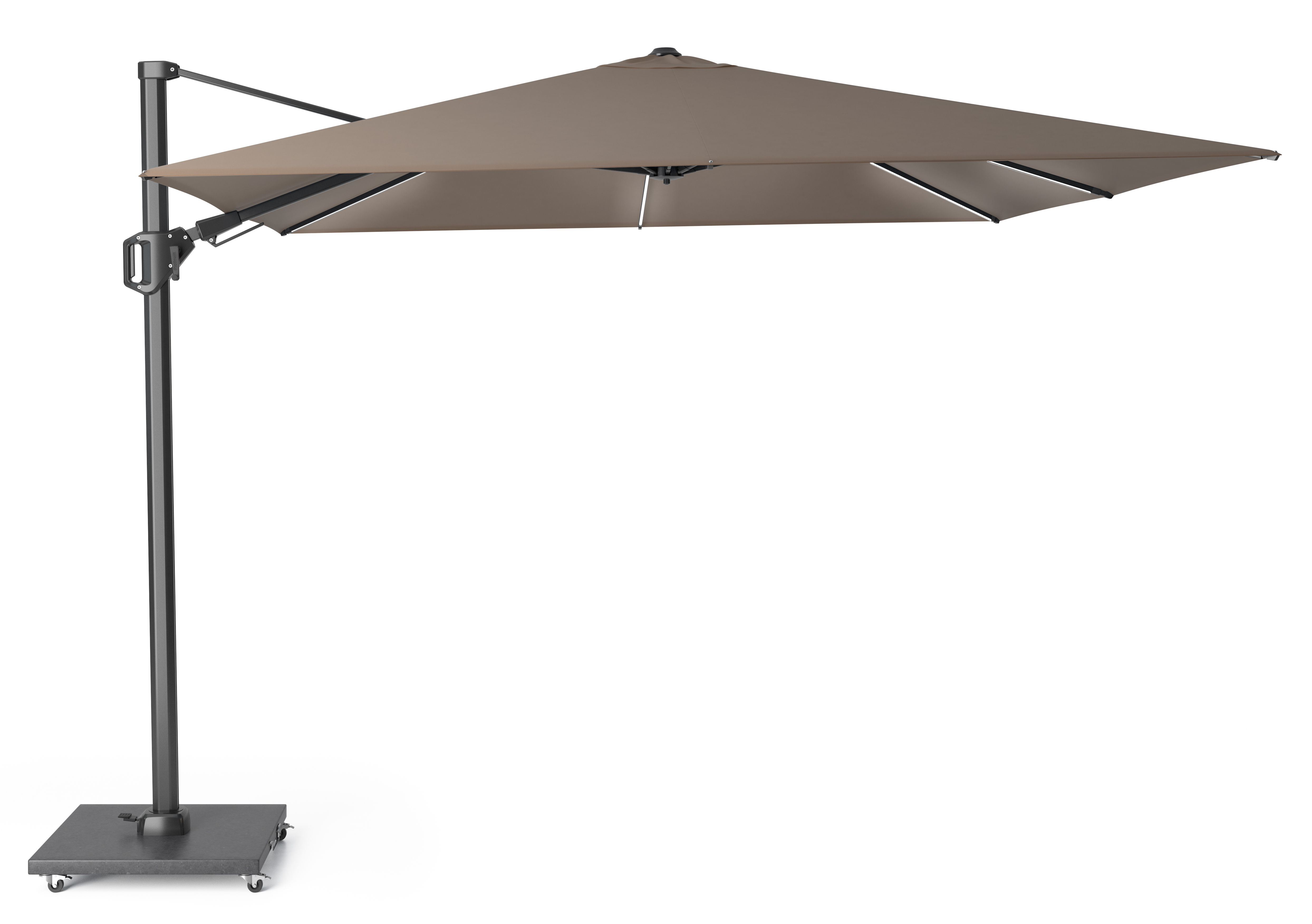 Platinum Challenger zweefparasol T2 glow premium 3x3 antraciet frame havanna doek