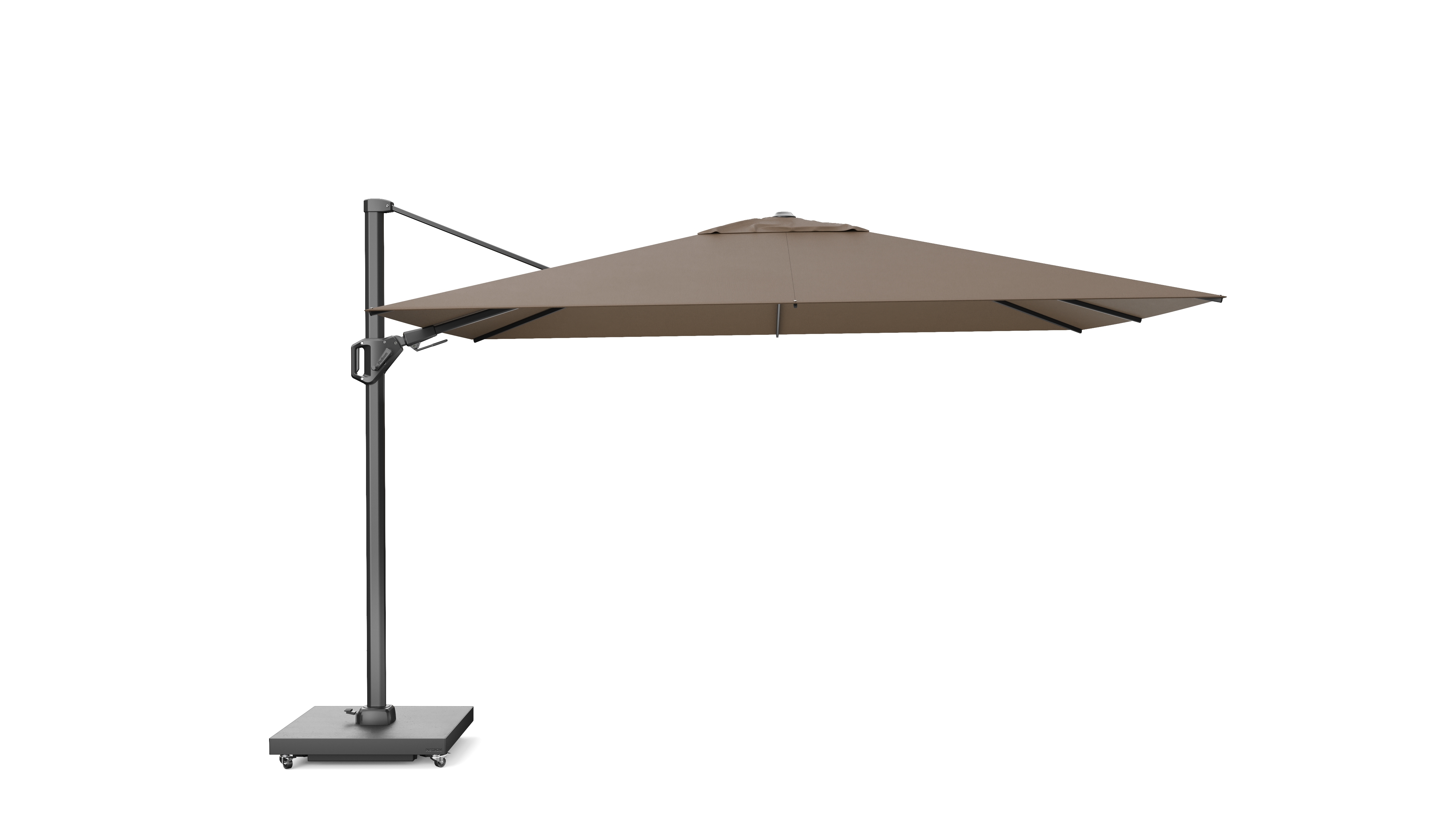 Platinum Challenger zweefparasol T2 premium 2,6x3,5 m antraciet frame havanna doek