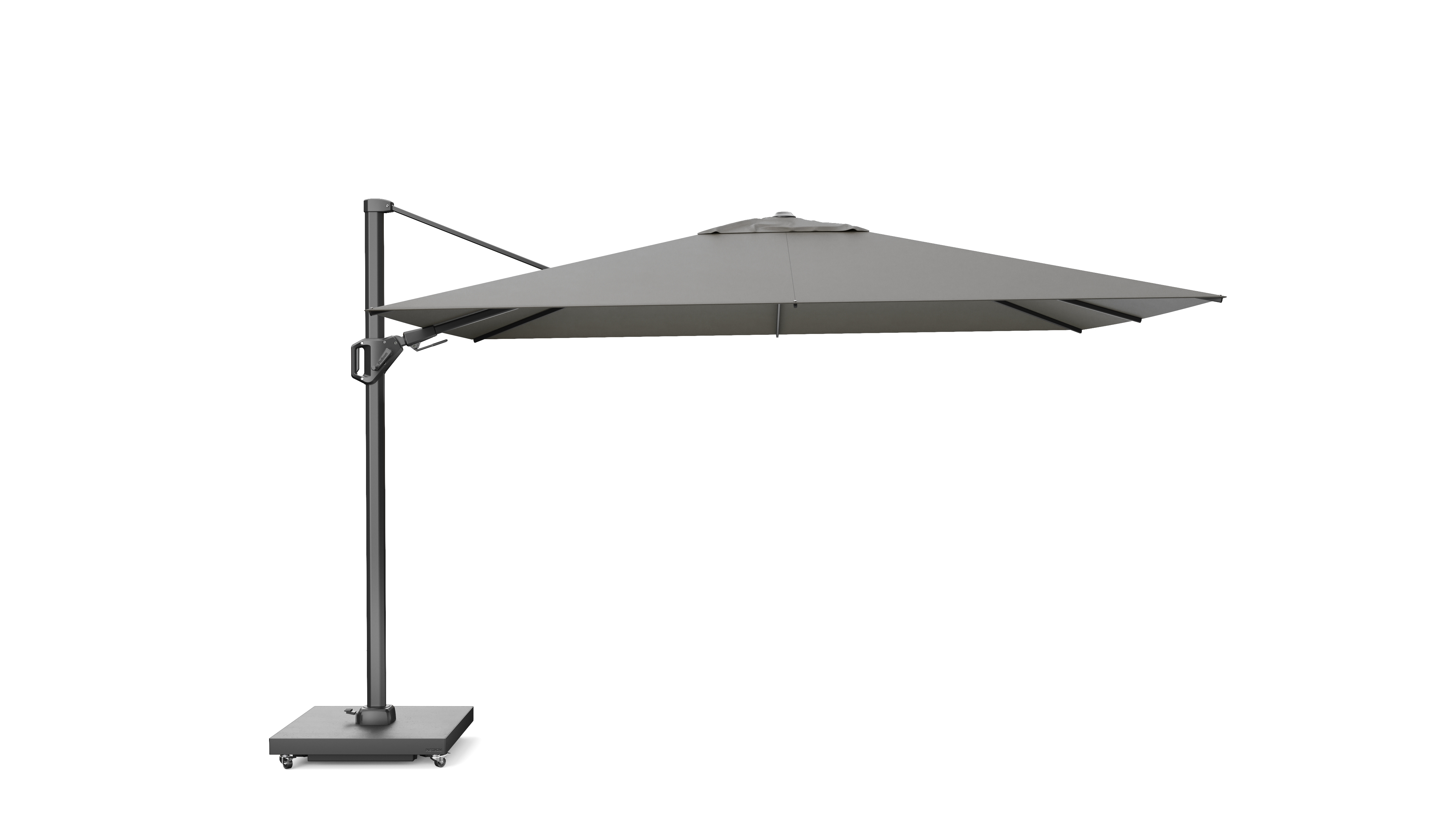 Platinum Challenger zweefparasol T2 premium 2,6x3,5 m antraciet frame manhattan licht grijs doek