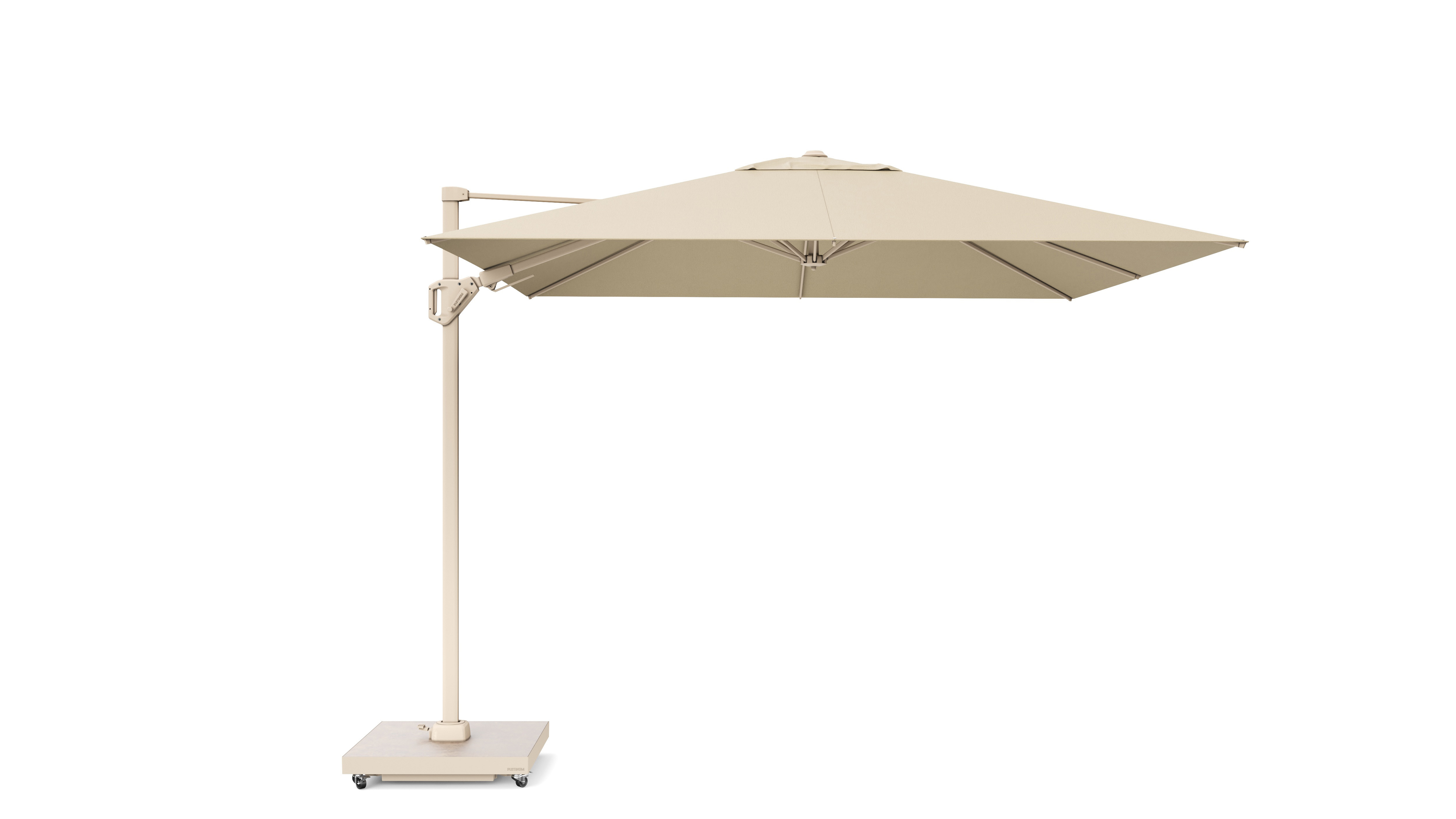 Platinum Challenger zweefparasol T2 premium 3x3 sandstone frame champagne doek