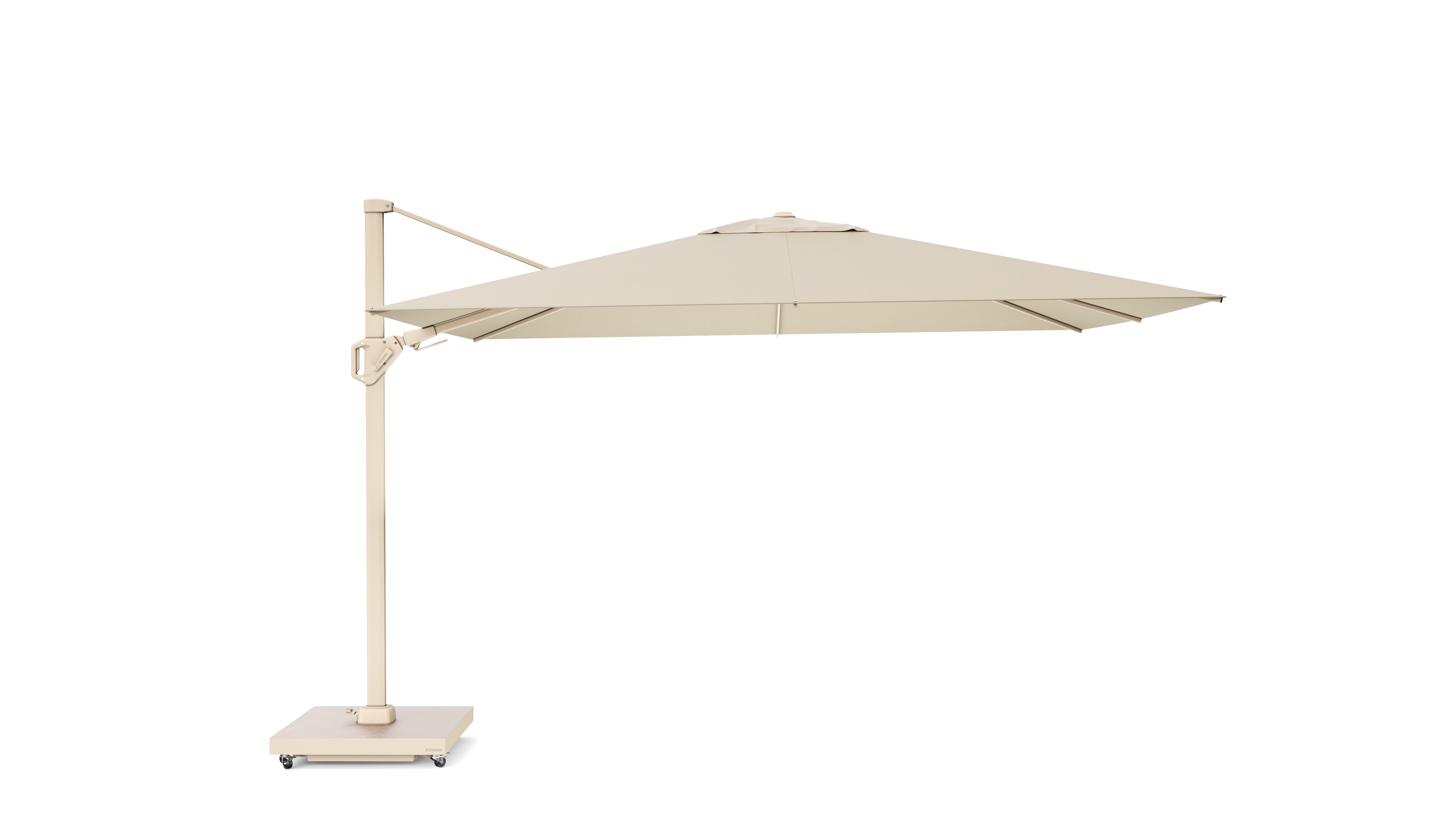 Platinum Challenger zweefparasol T2 premium 2,6x3,5 m sandstone frame champagne doek