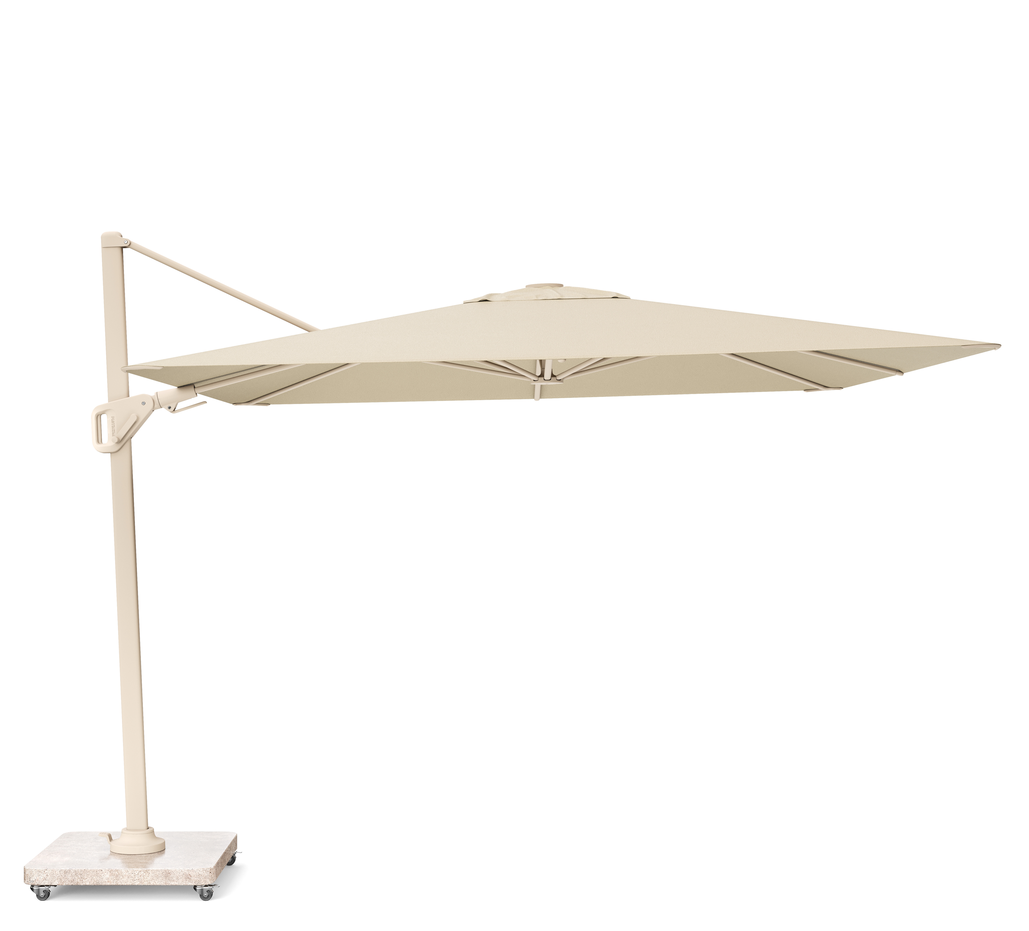 Platinum Nexus T2 zweefparasol 3x3 m sandstone frame champagne doek