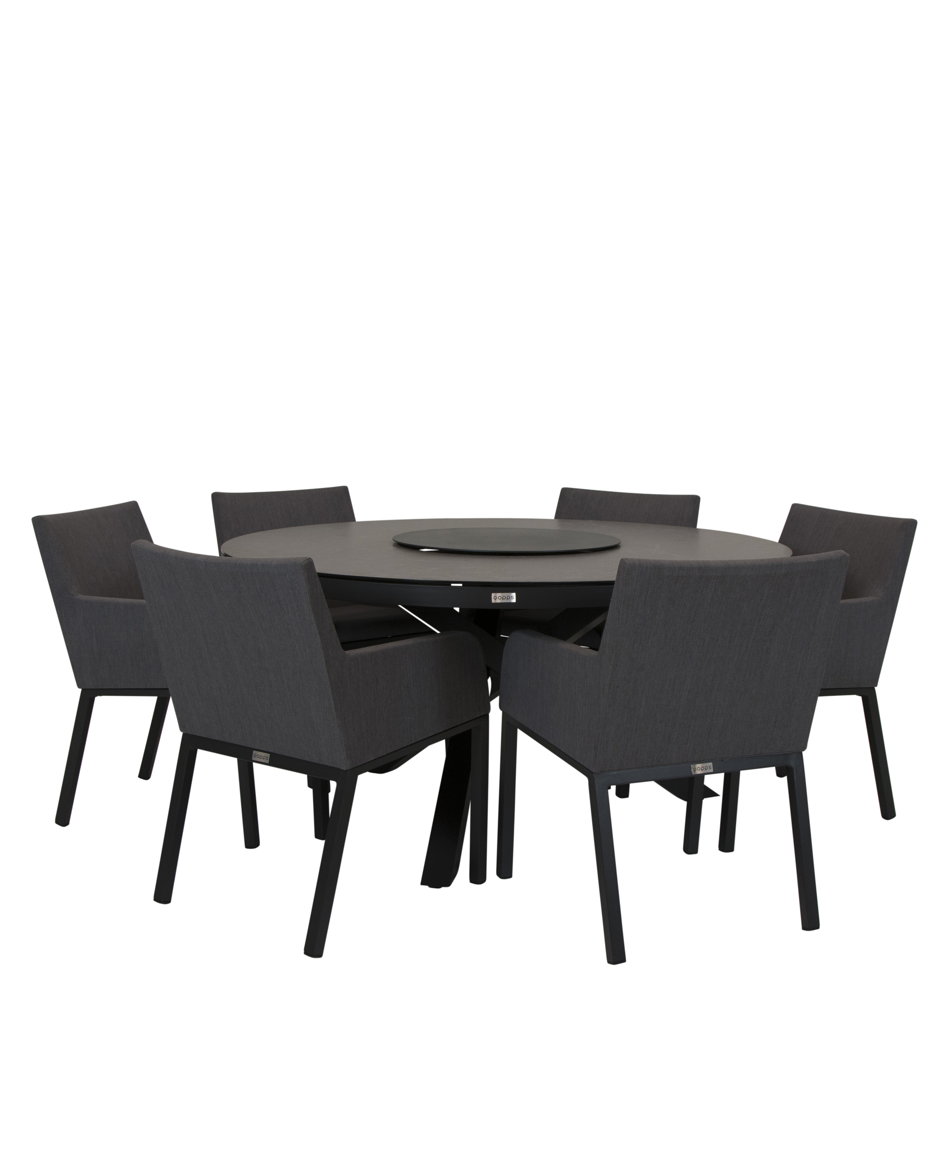 Qopps Perth tuintafel 150 rond Antraciet met tuinstoel Decan
