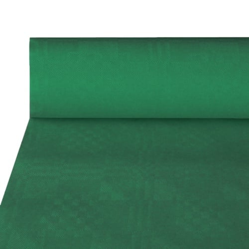 Tafelkleed damast papier 118cm x8 meter donker groen op=op