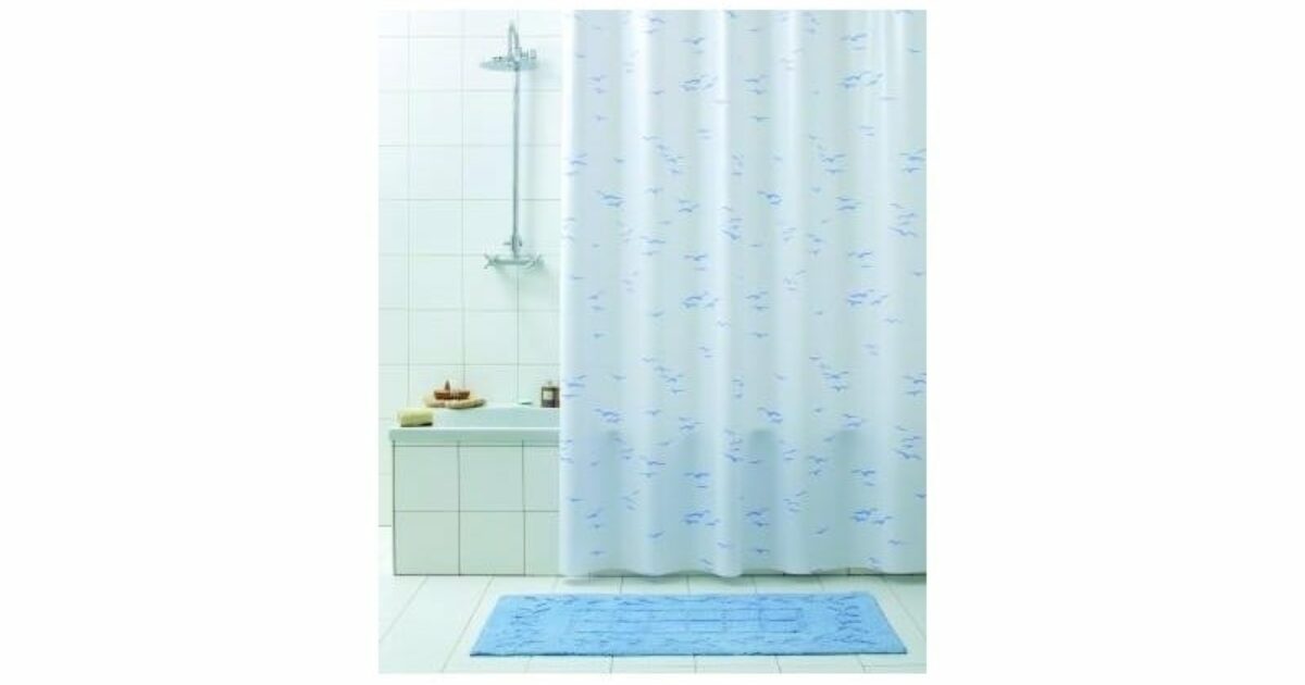 Douchegordijn Vinyl Tamigi blauw 180x200cm incl. Coppens Warenhuis