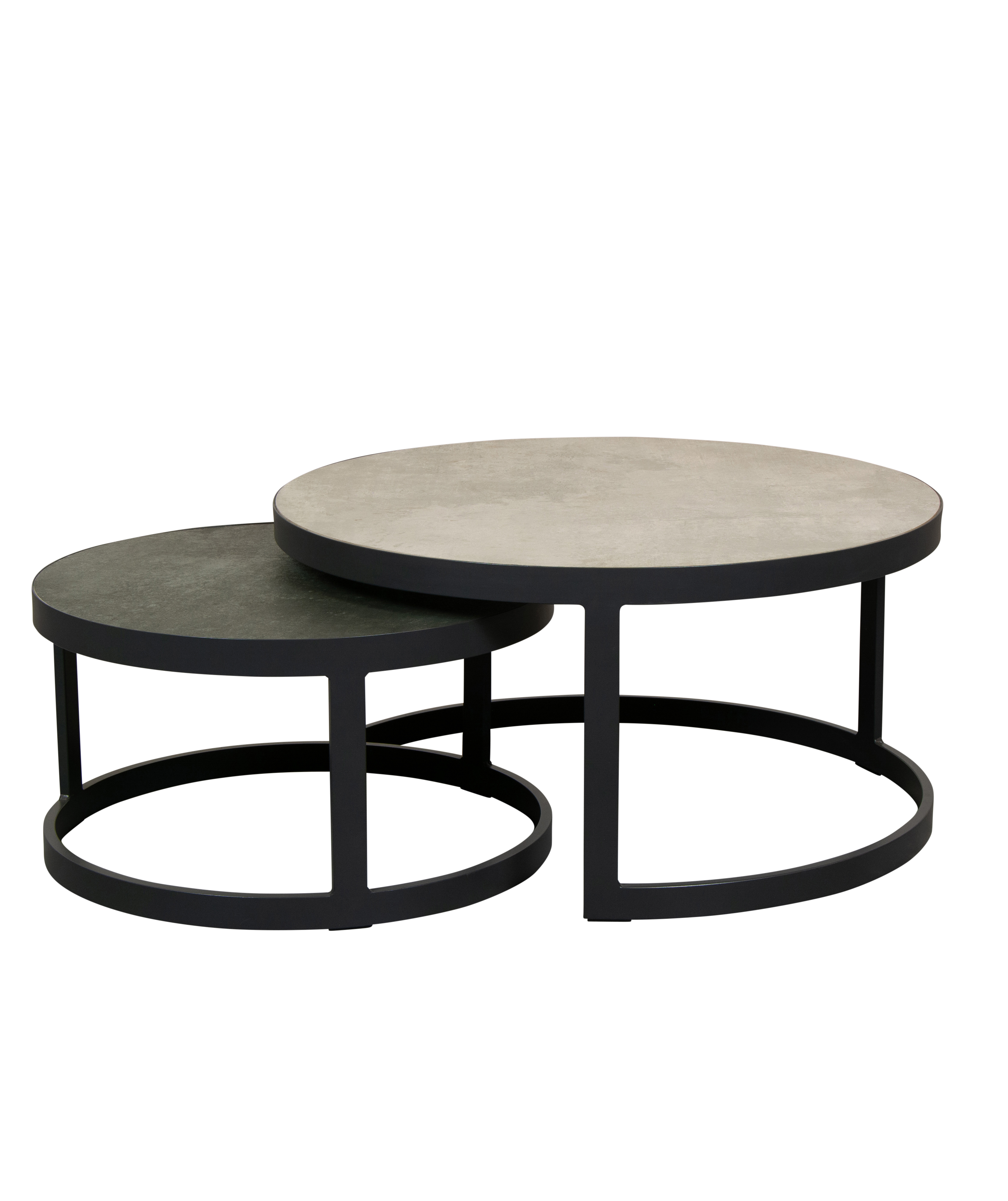 Sprog tafel set 80cm en 60 cm rond matt royal grey