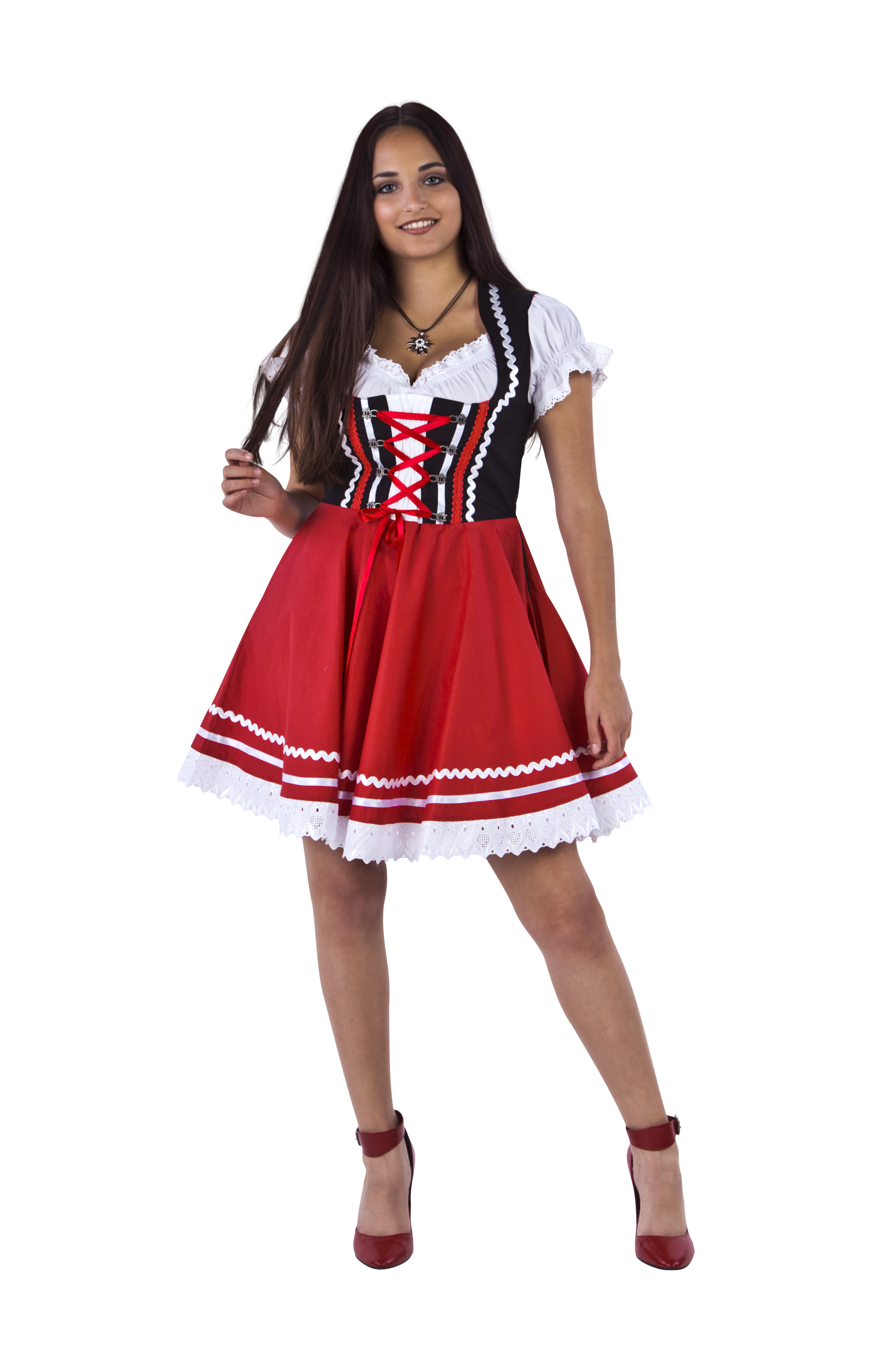 Mini dirndl zwart-rood
