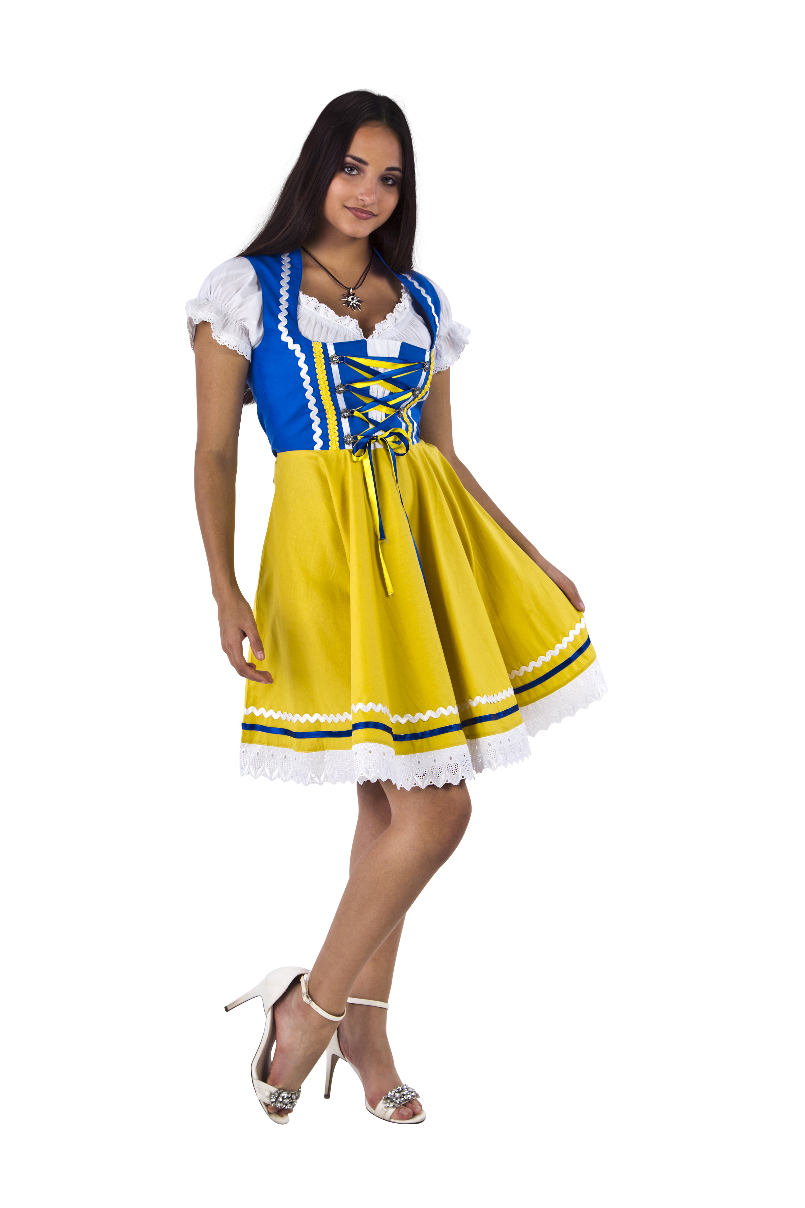 Mini dirndl blauw geel