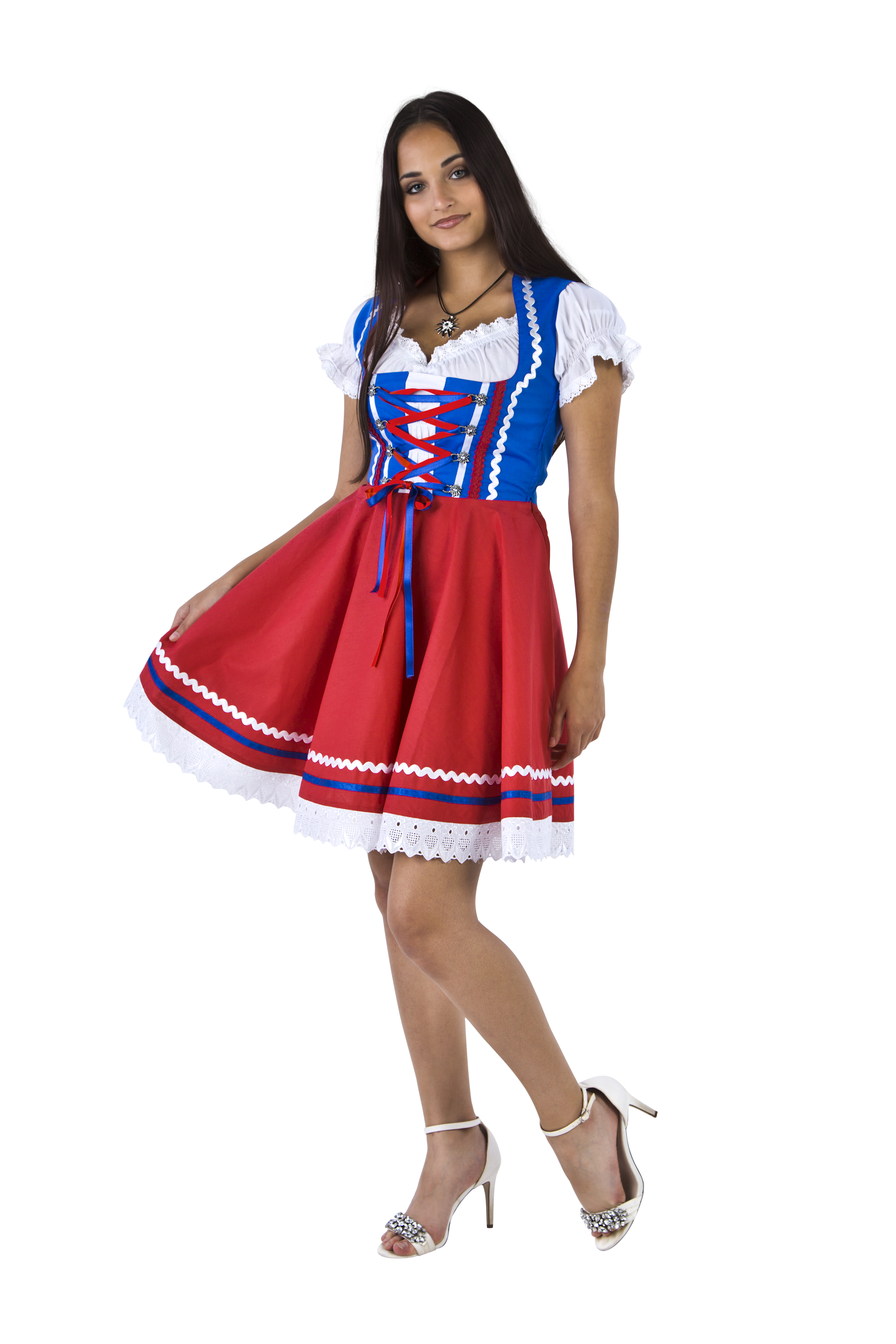 Mini dirndl blauw rood