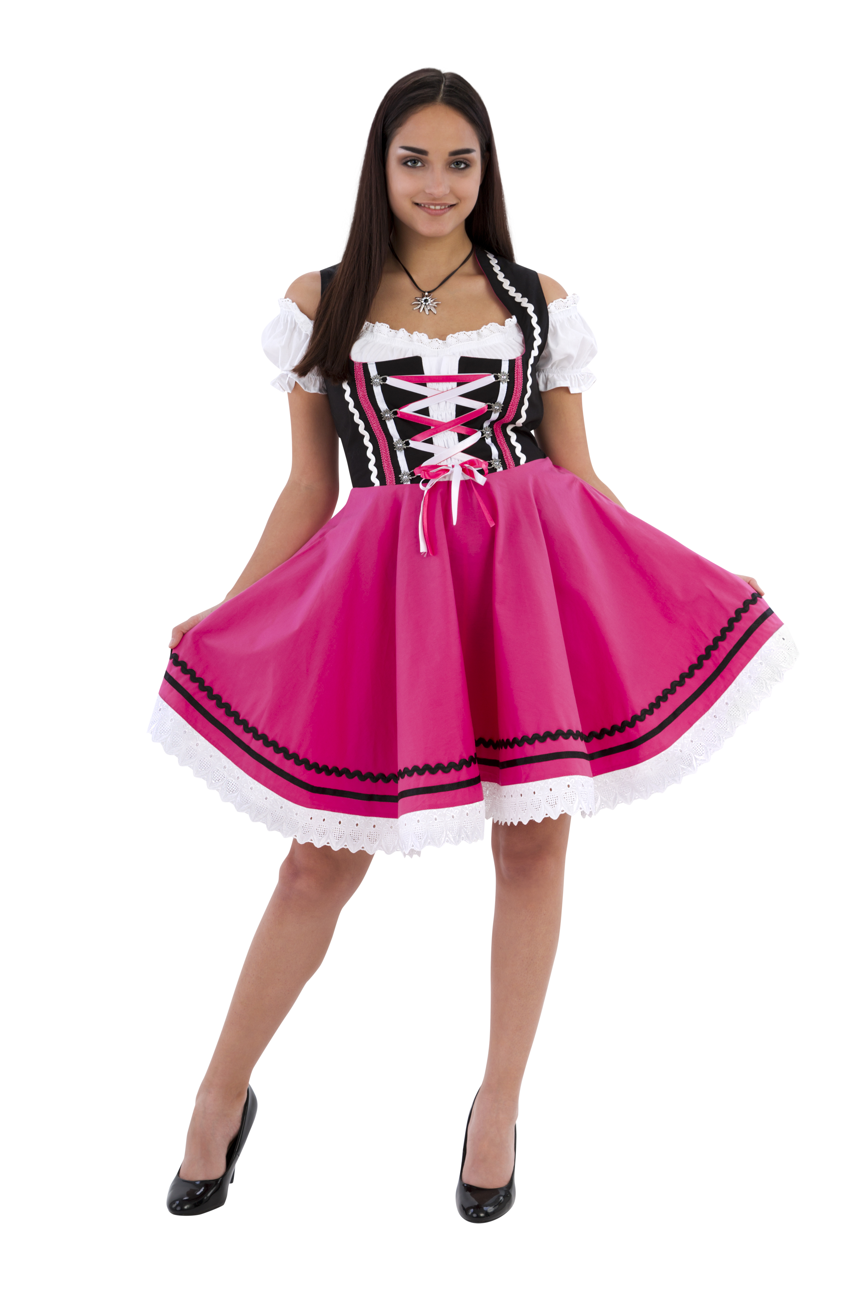 Mini dirndl zwart roze