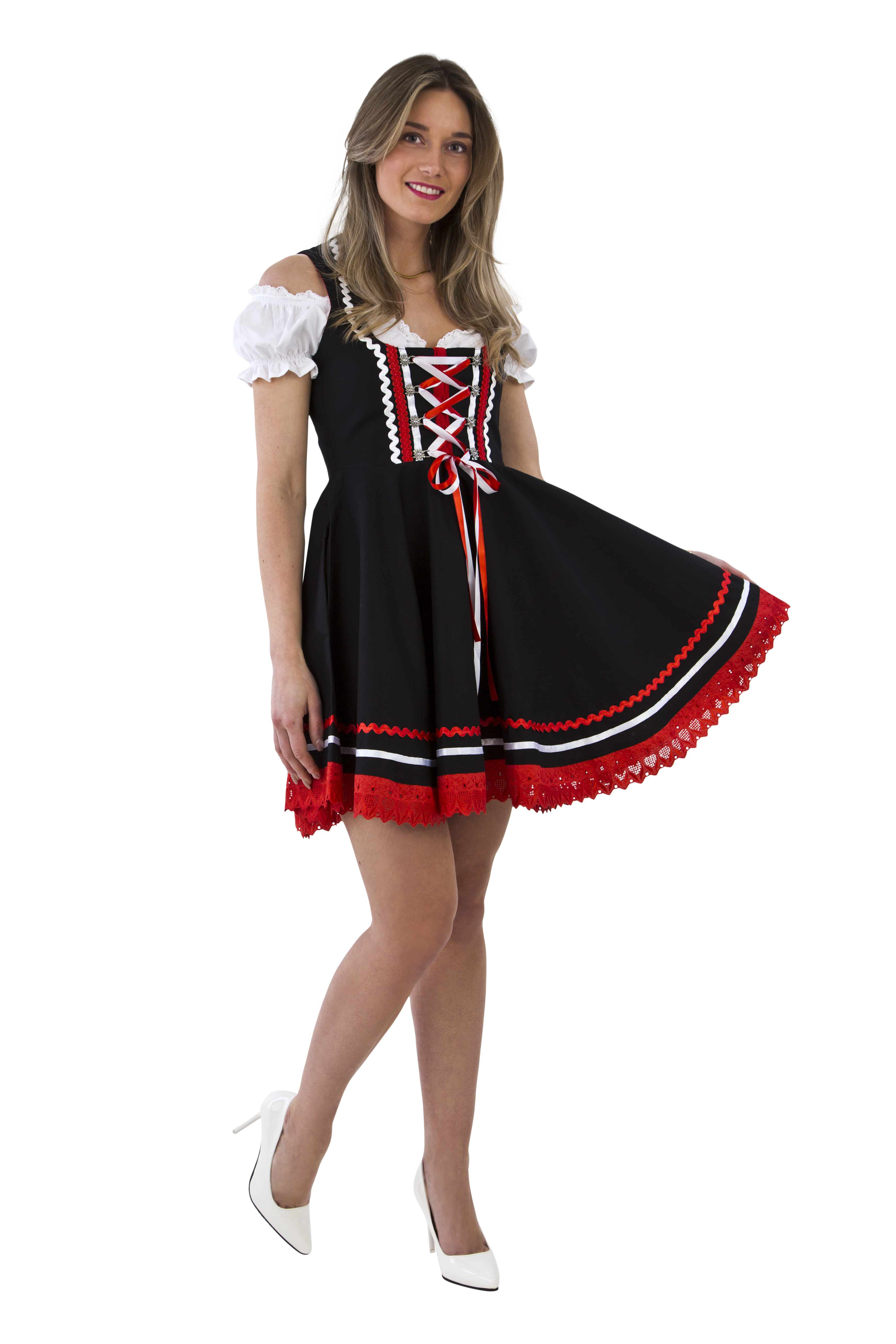 Mini dirndl zwart-rood-wit