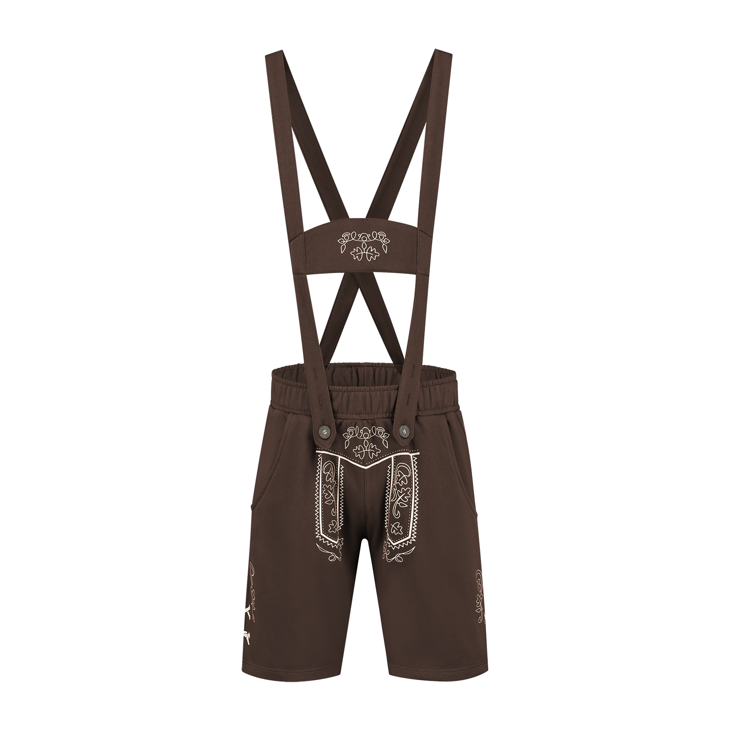 Lederhose, bruin met opdruk