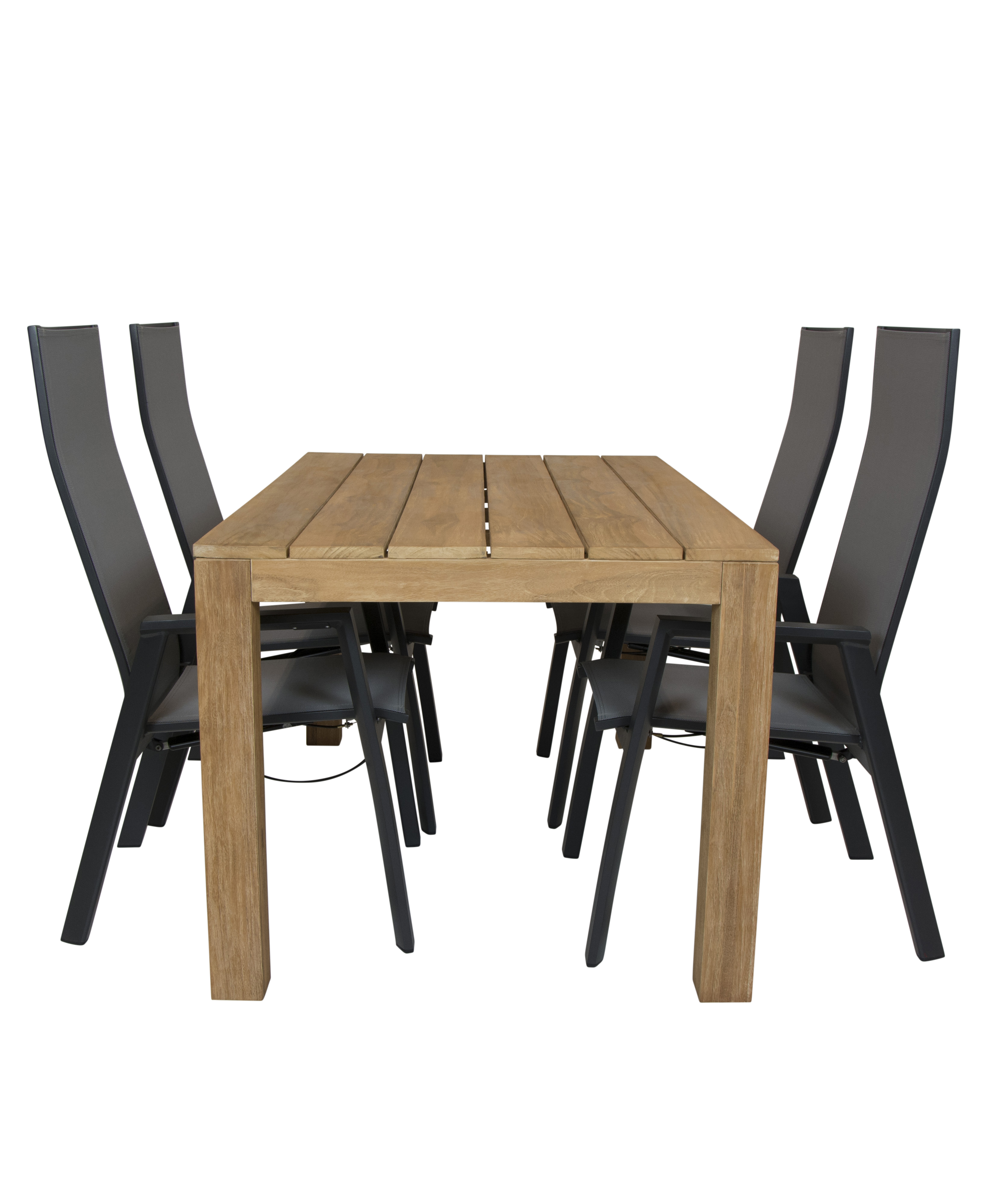 Alberto Teak tuintafel 160 met Qopss Palsa verstelbare tuinstoel