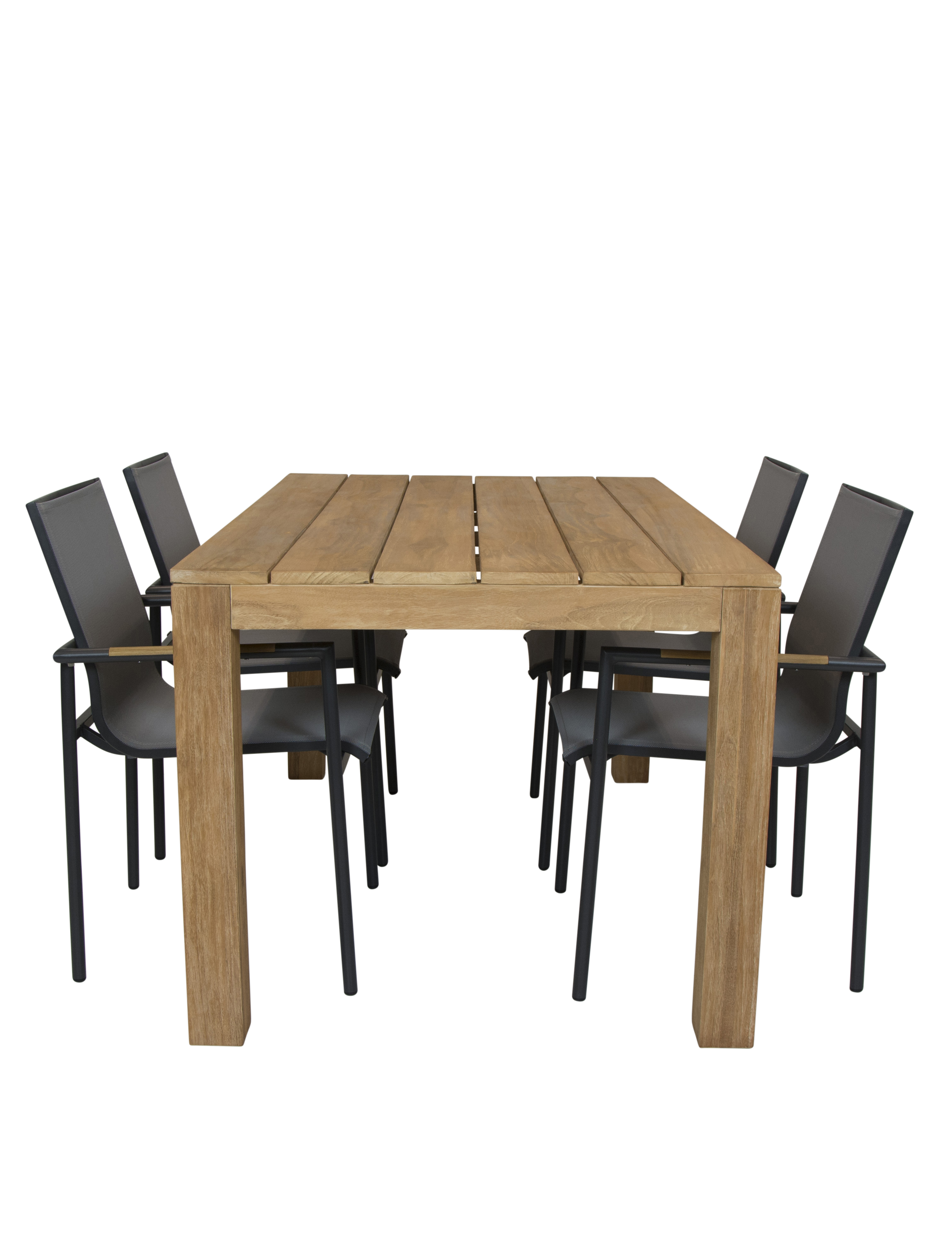 Alberto teak tuintafel 160 met Qopps Tulsi dining tuinstoel