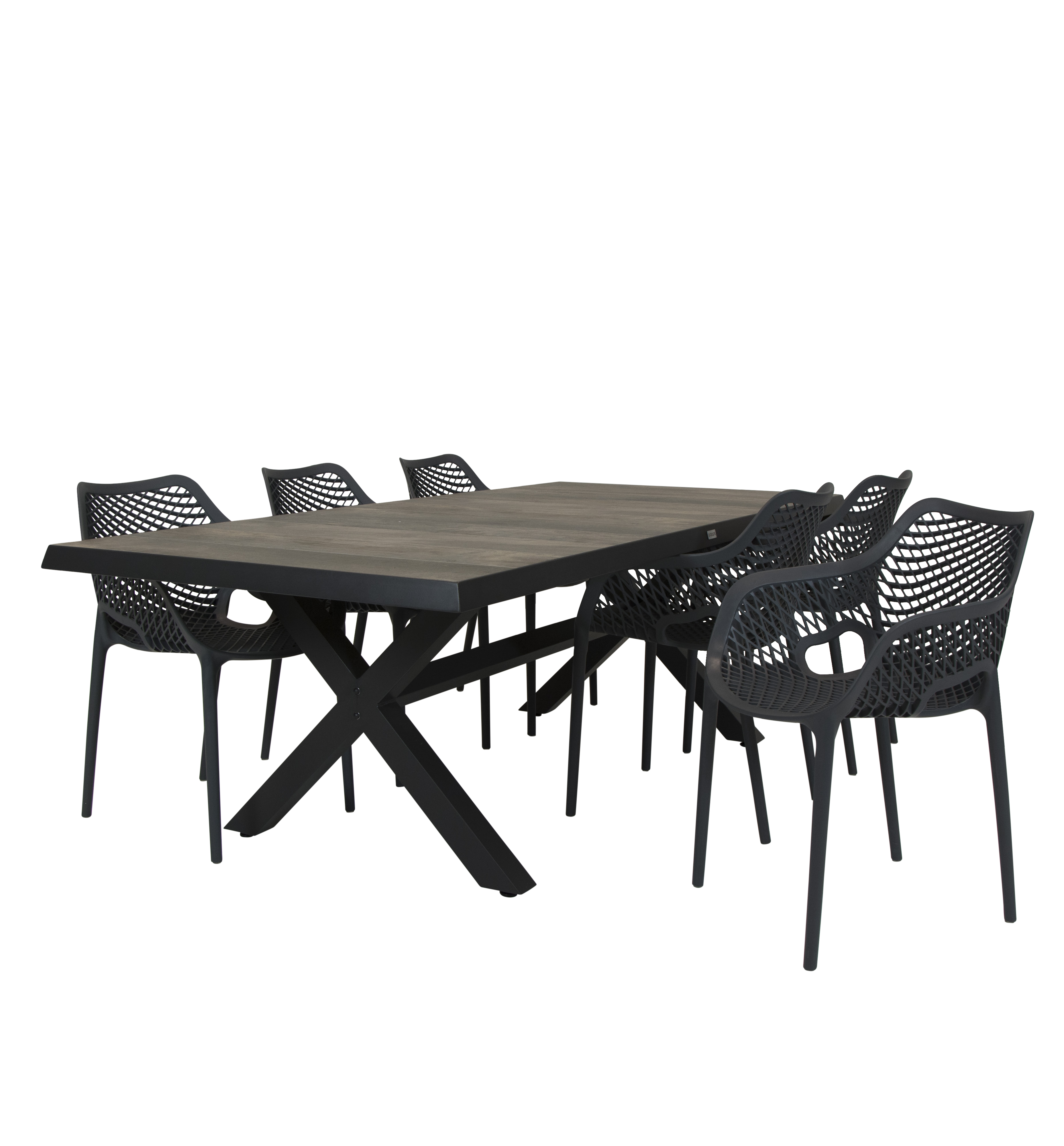 Qopps Admiral tuintafel antraciet met 6 Air XL tuinstoelen
