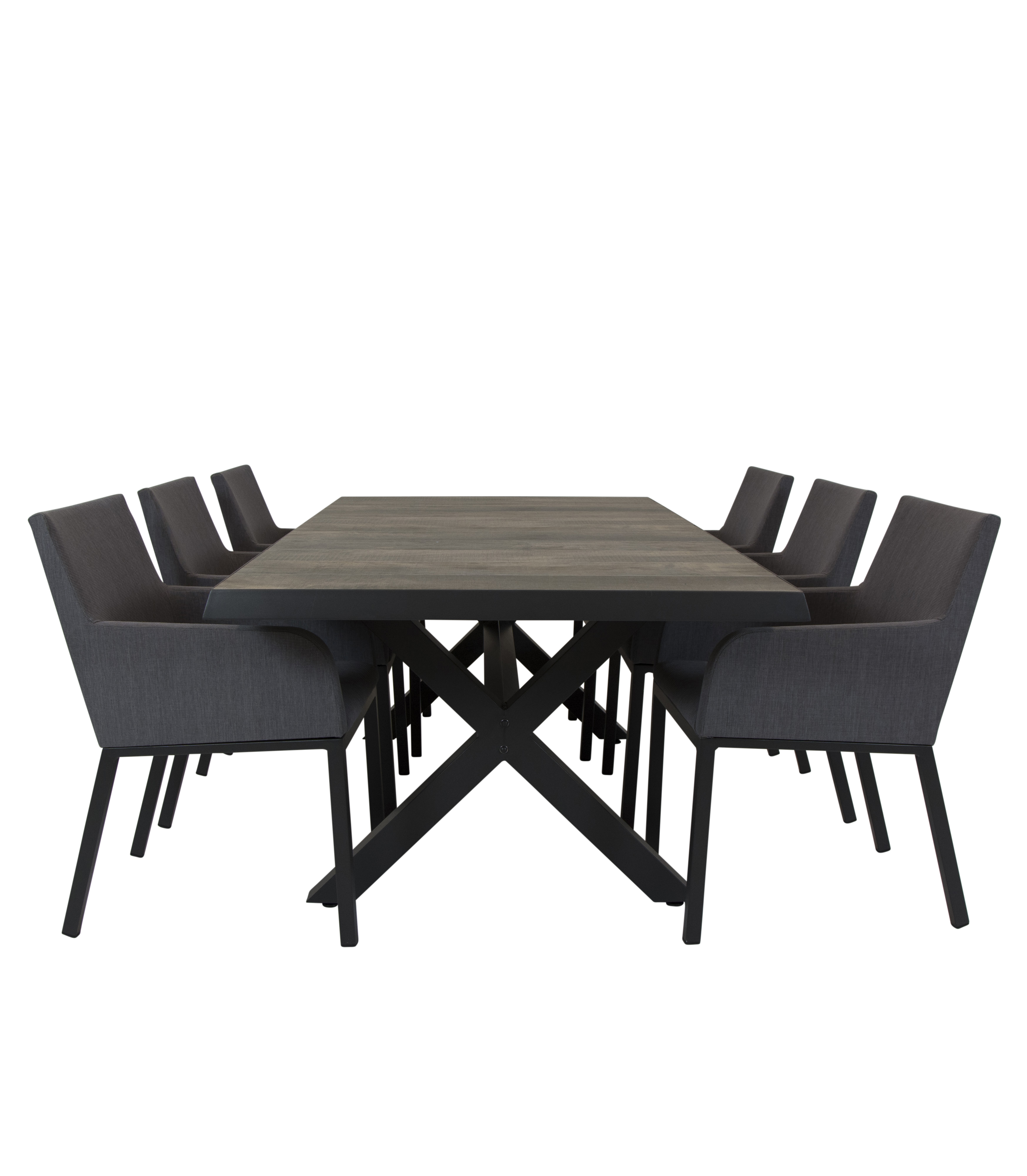 Qopps Admiral tafel 224 x 104 Antraciet met Tuinstoel Decan